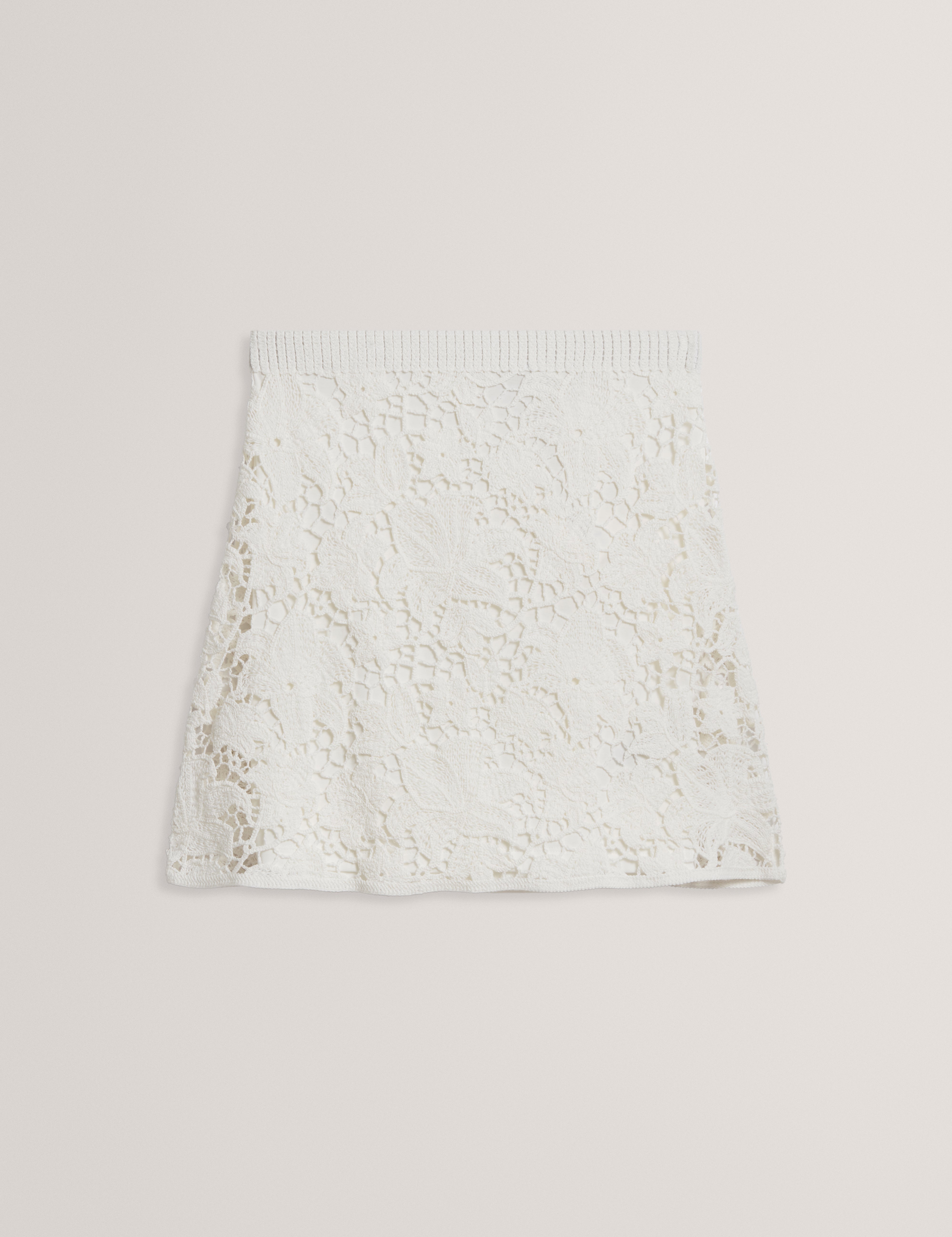 Leilano Crochet Knit Mini Skirt Ivory