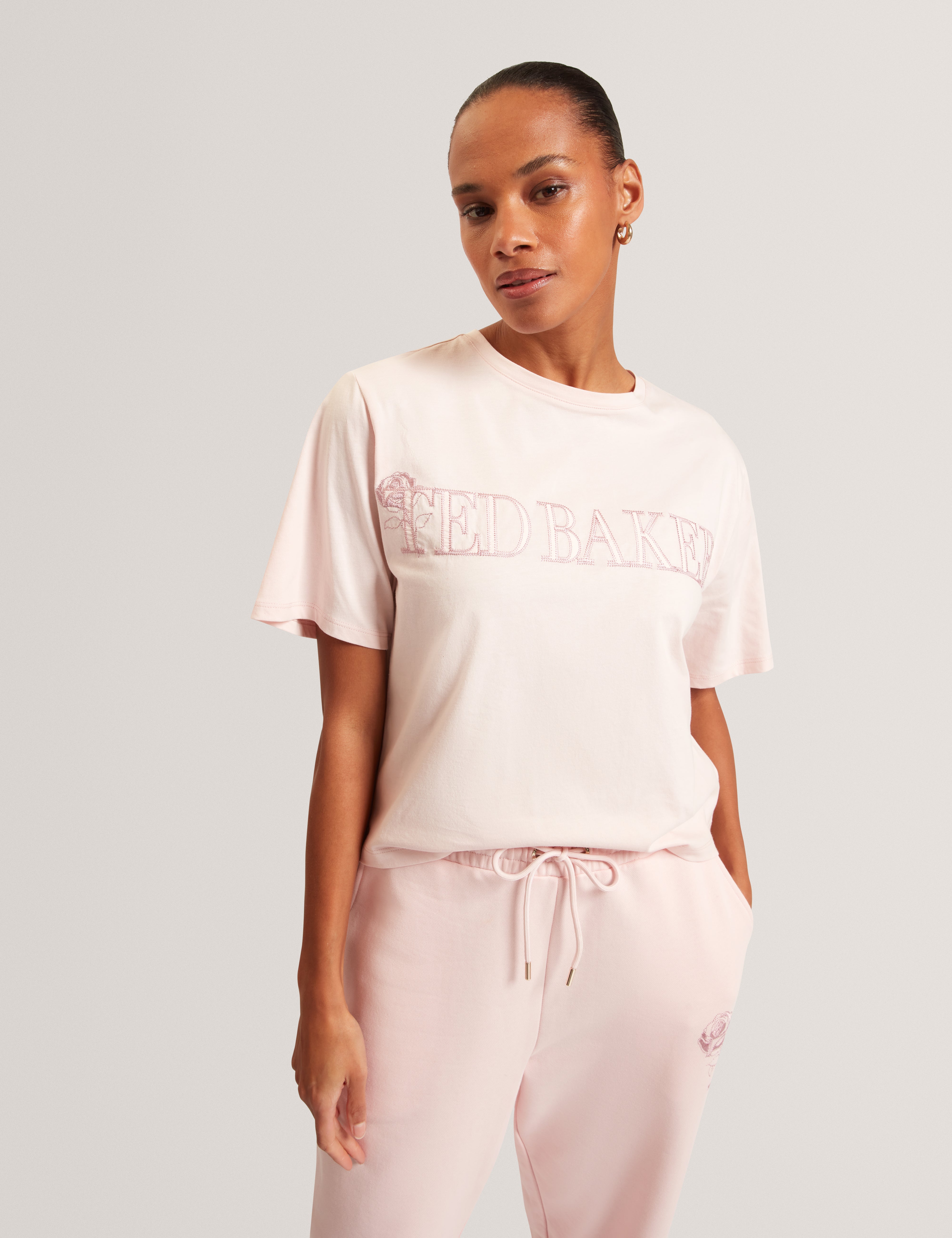 Lavende Ted Baker Branded Boxy T-Shirt Pink
