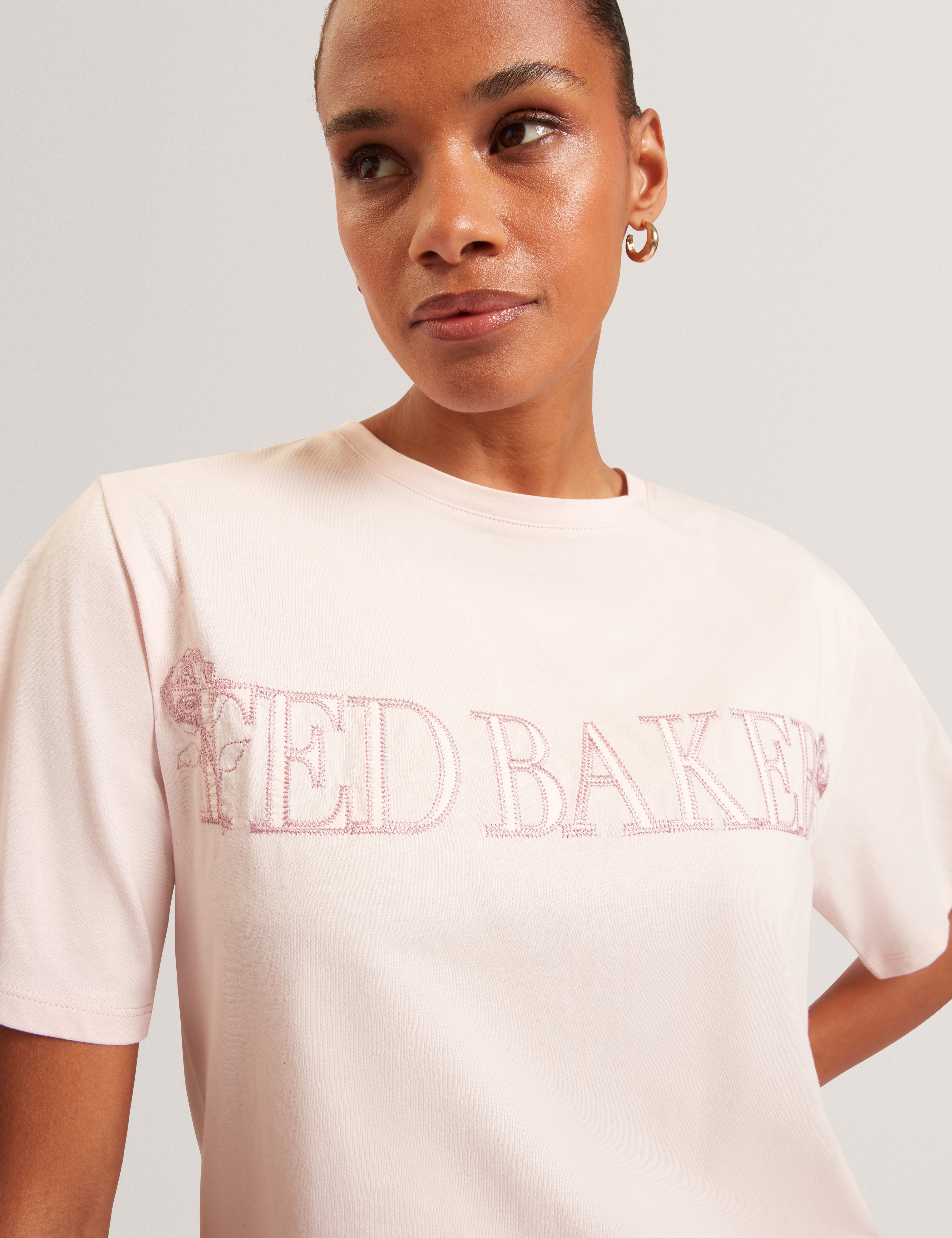 Lavende Ted Baker Branded Boxy T-Shirt Pink