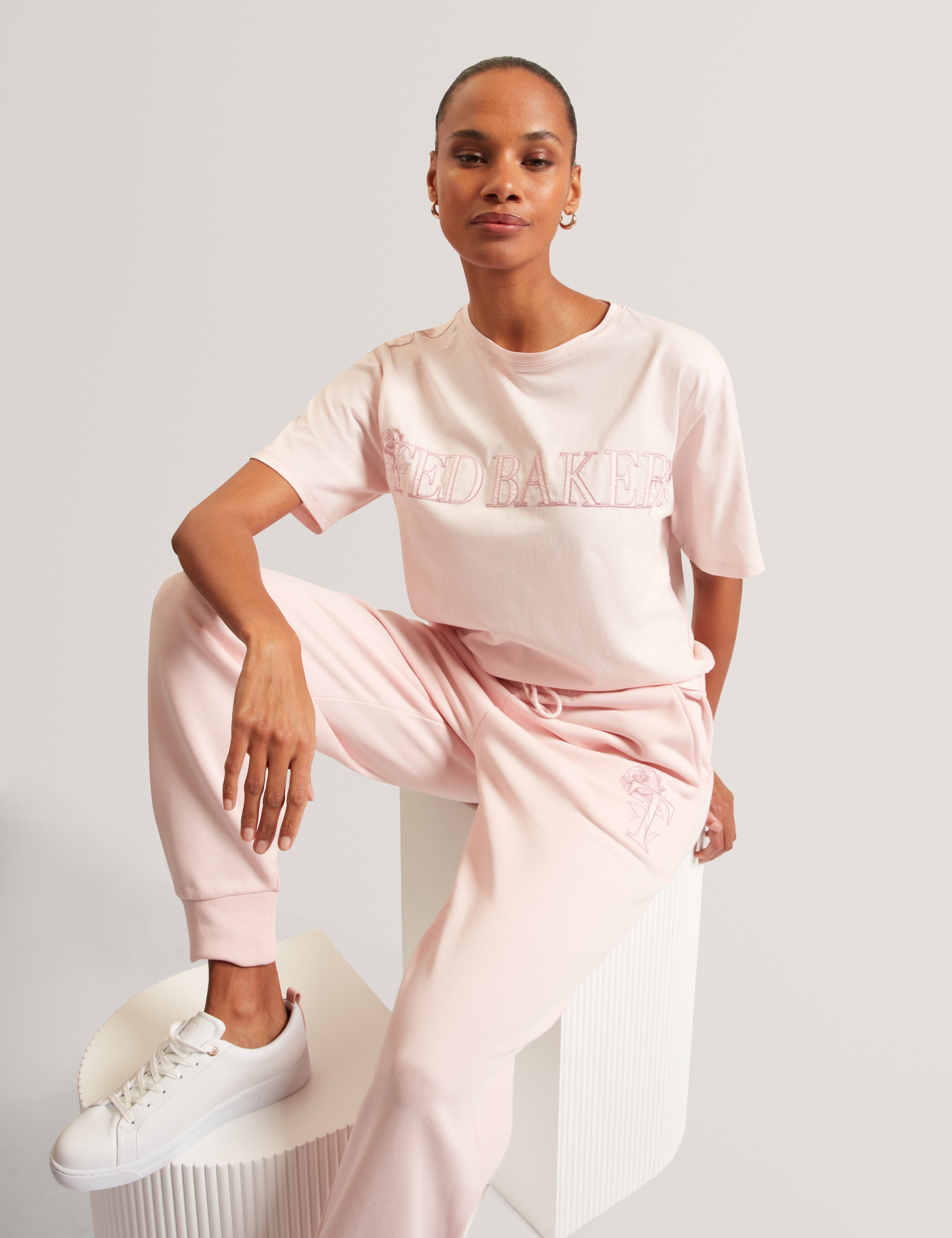Lavende Ted Baker Branded Boxy T-Shirt Pink