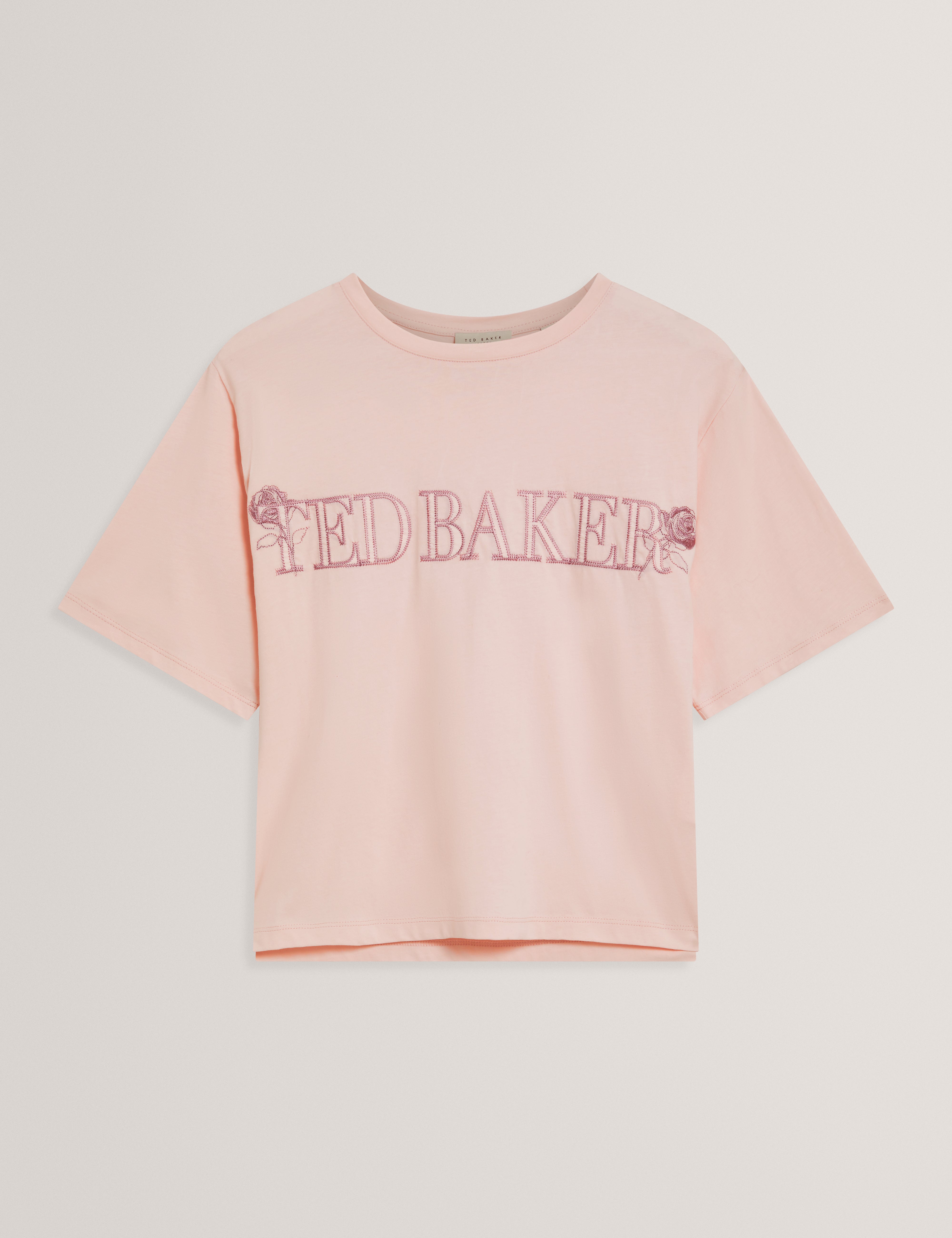 Lavende Ted Baker Branded Boxy T-Shirt Pink