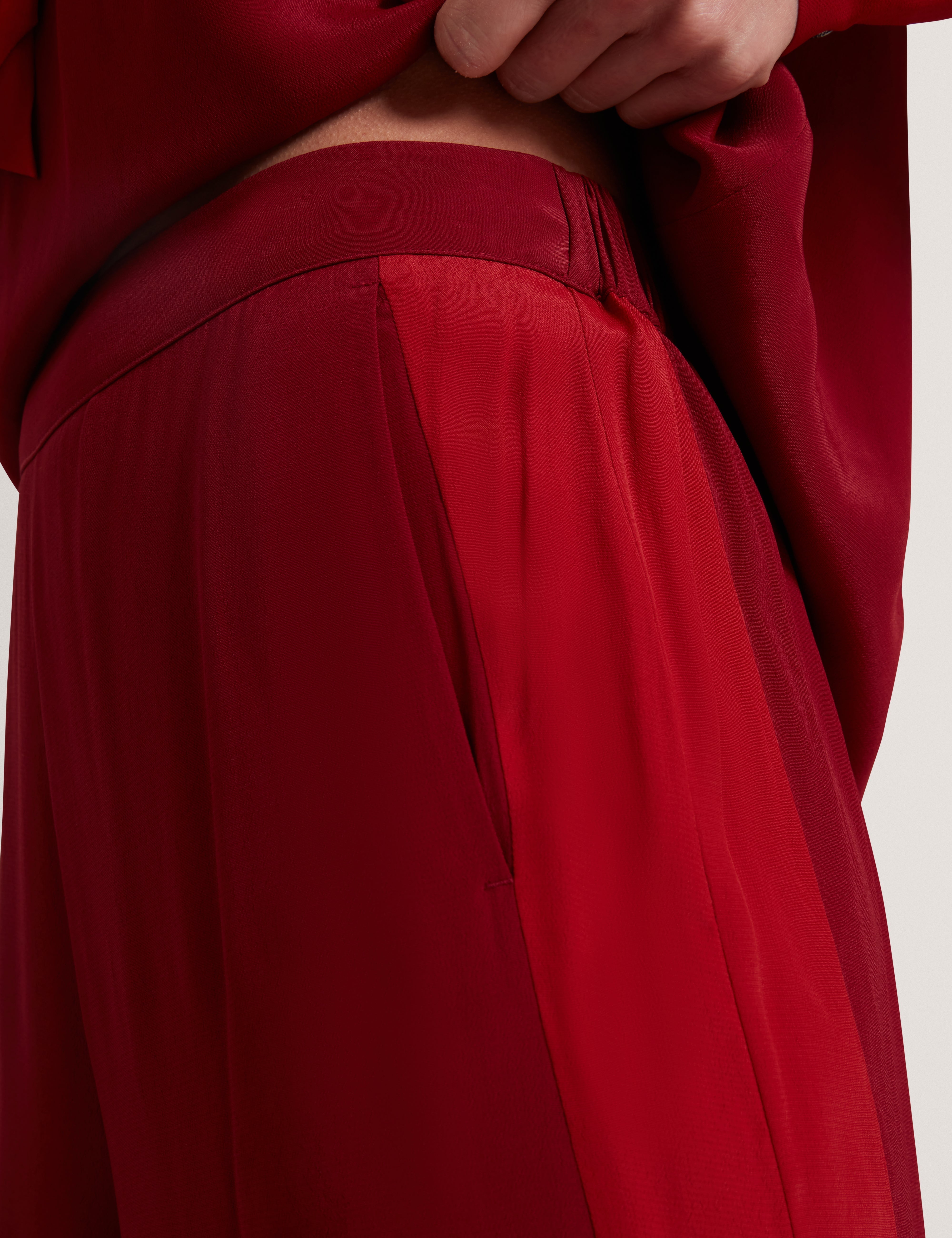 Miranna Colour Block Wide Leg Trouser Dk-Red