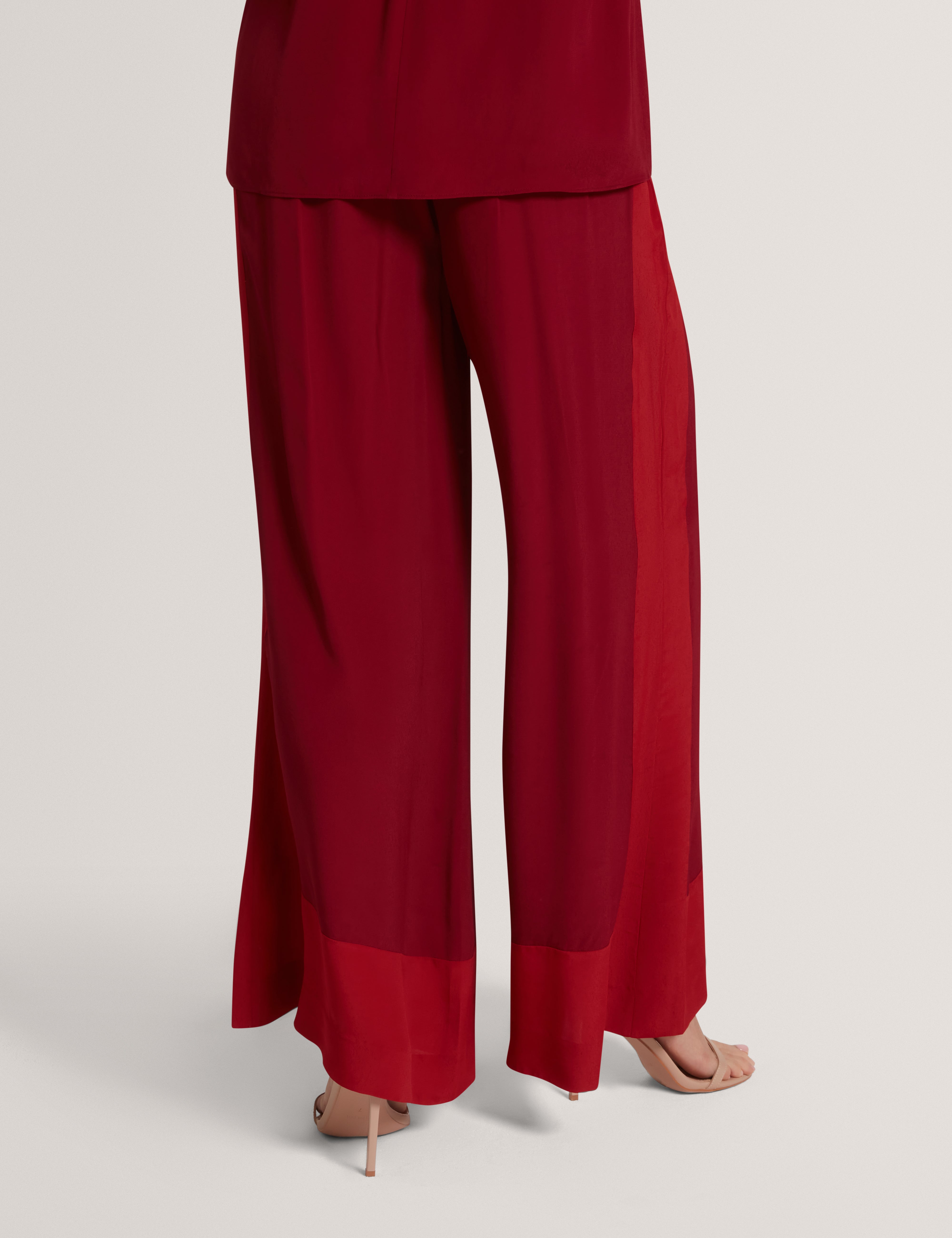 Miranna Colour Block Wide Leg Trouser Dk-Red