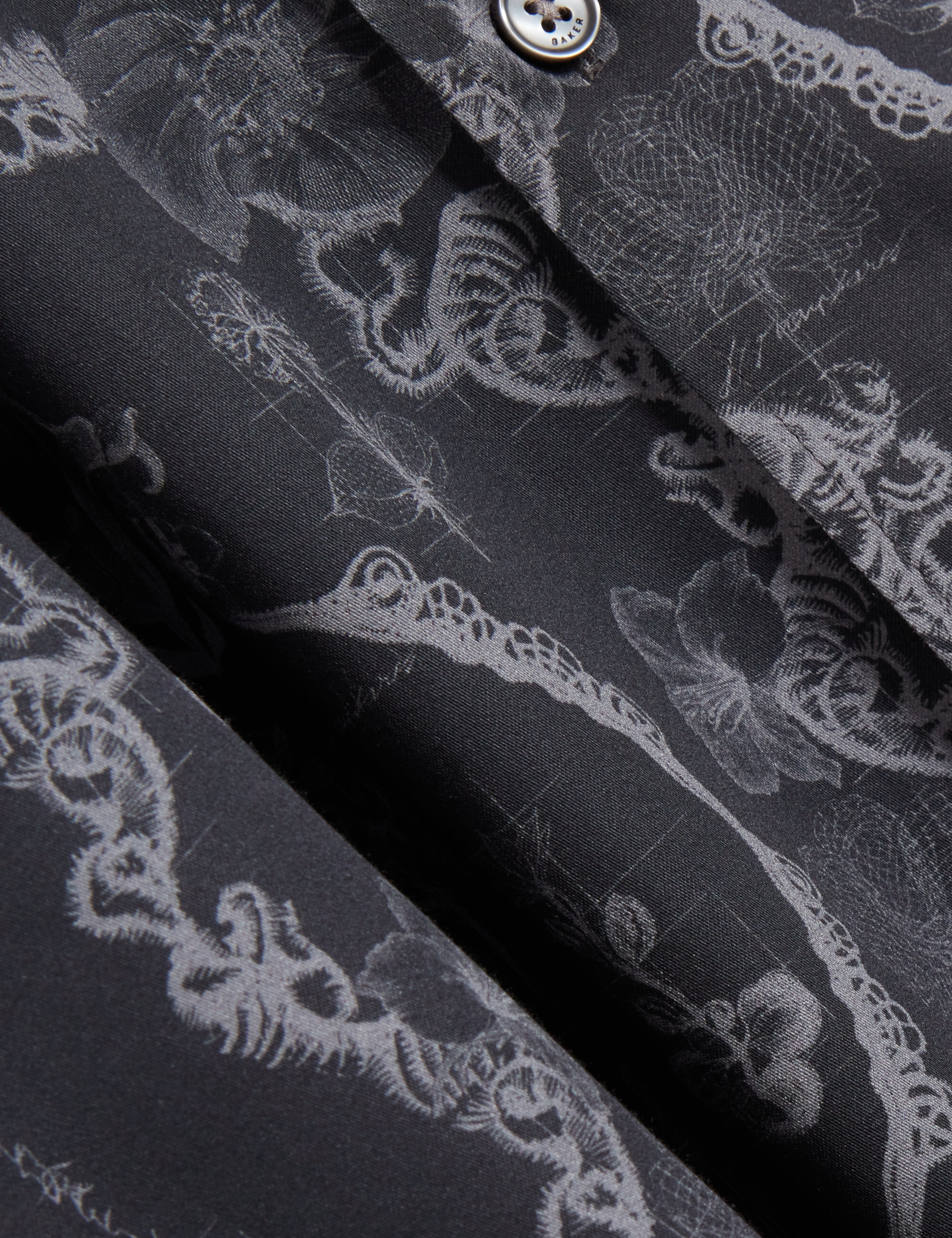 Baddley Long Sleeve Regular Lace Print Shirt Navy
