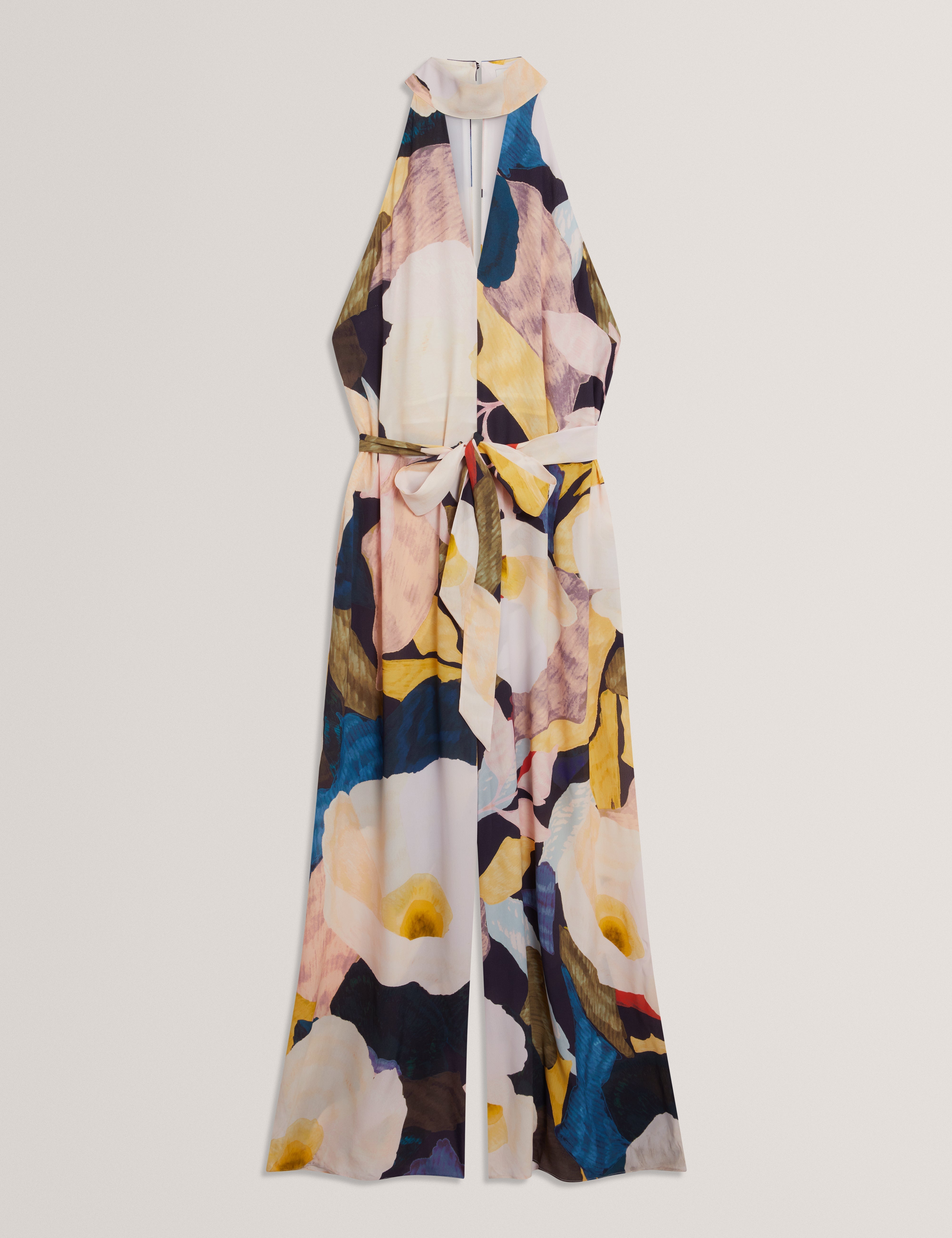 Camea Printed Sleeveless Tie Neck Detail Jumps Navy