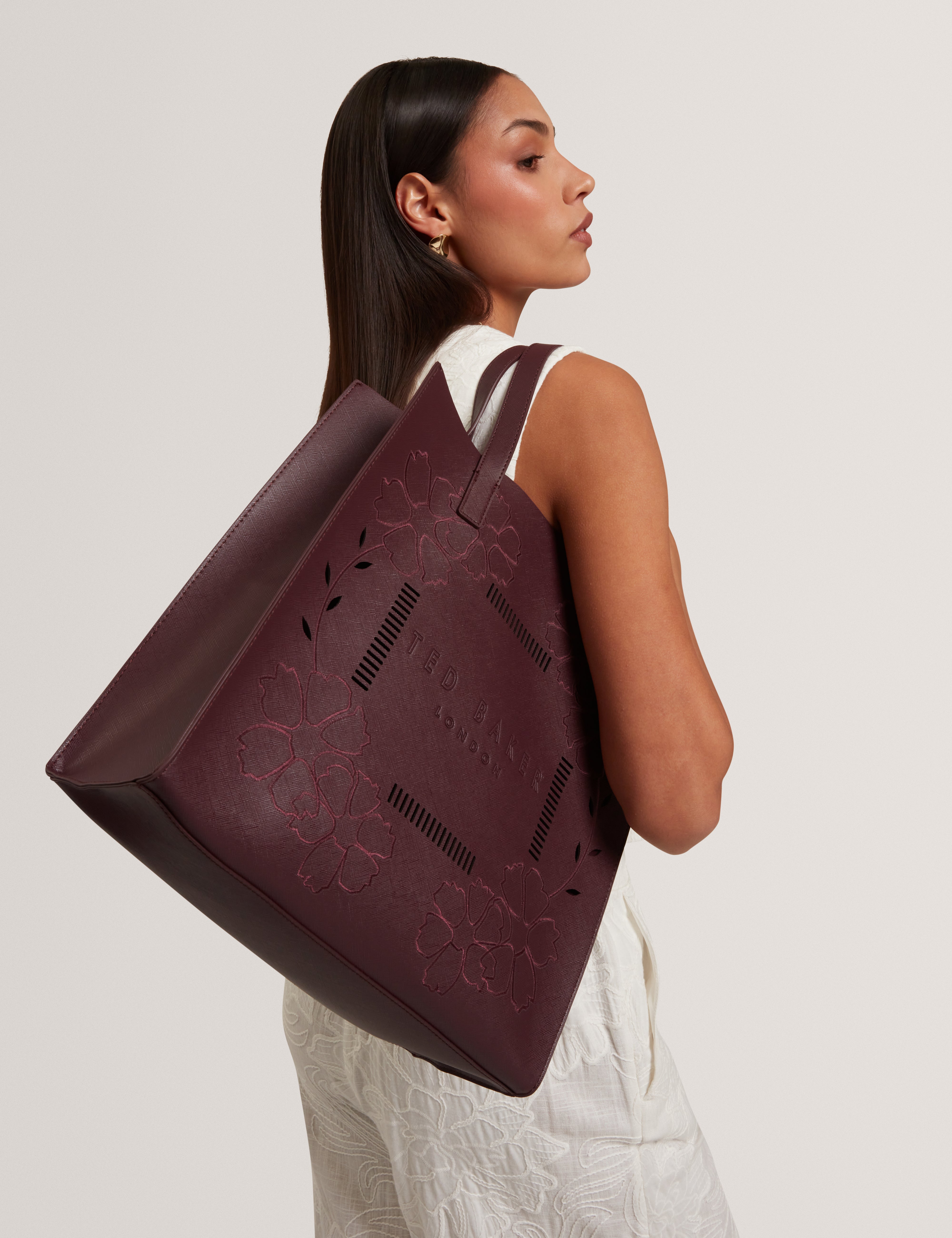 Rowcon Embroidery Floral Large Icon Bag Dp-Purple