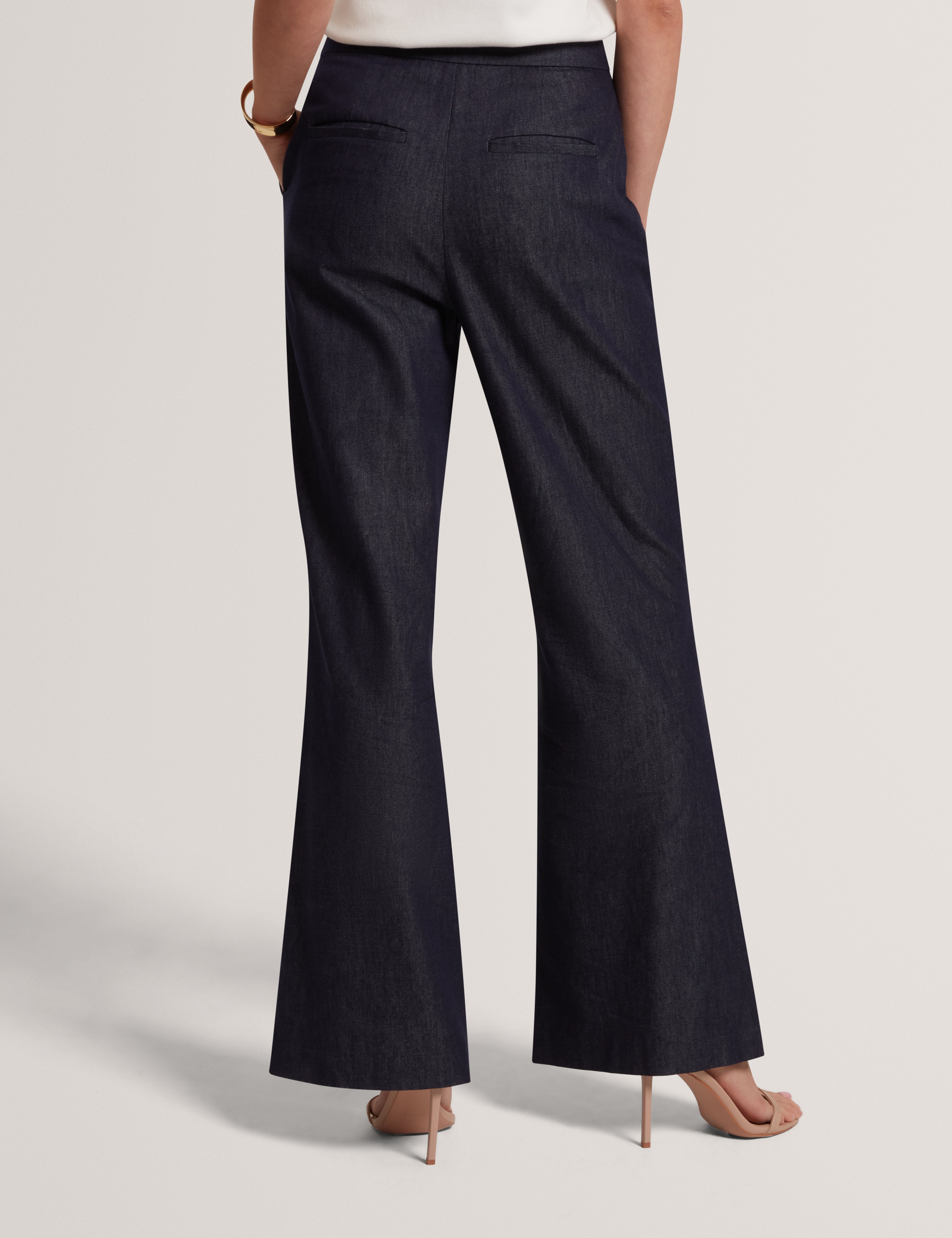 Eliviac High Waisted Flare Trouser Dk-Blue
