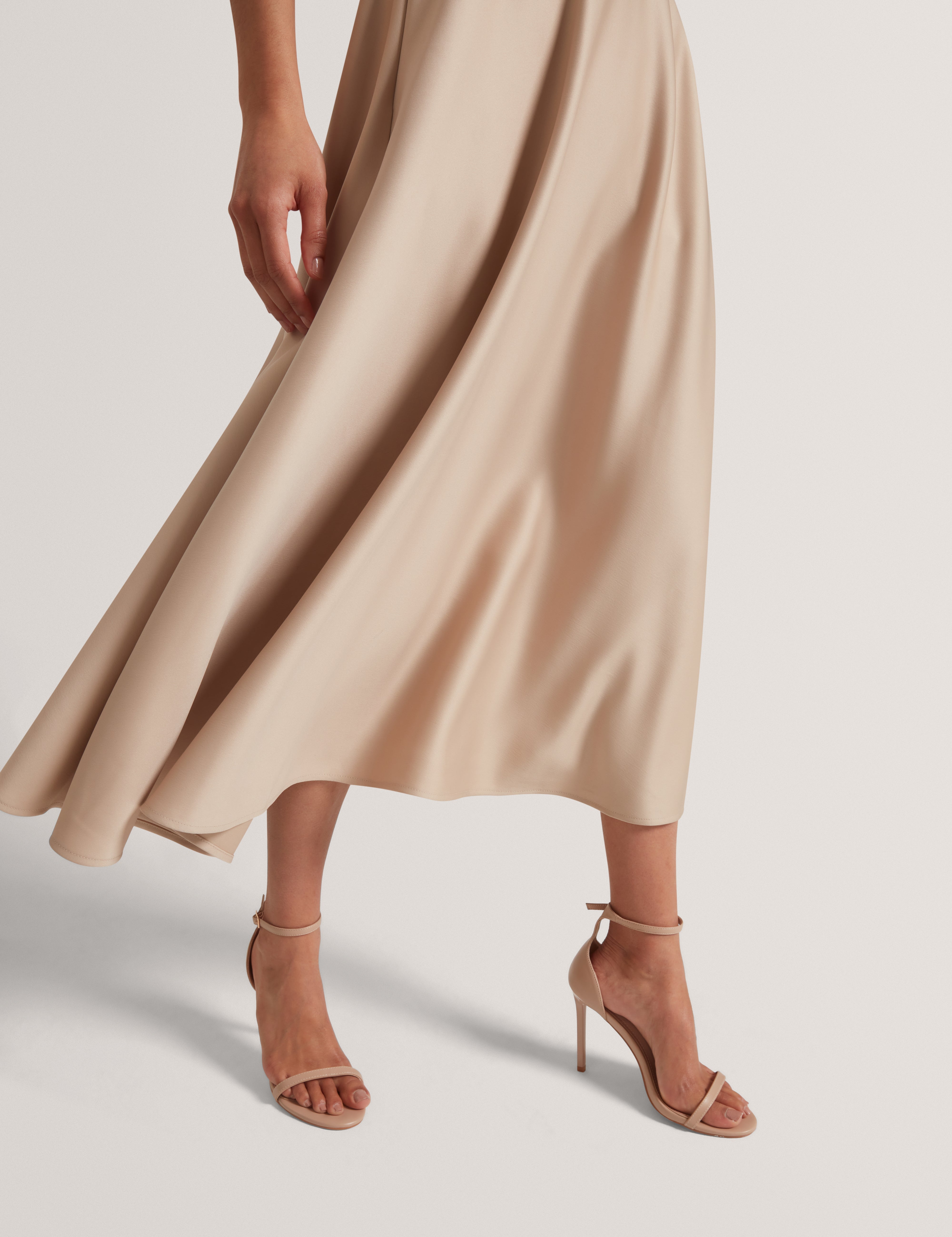 Calyne Tulip Sleeve Mockable Midi Dress Natural