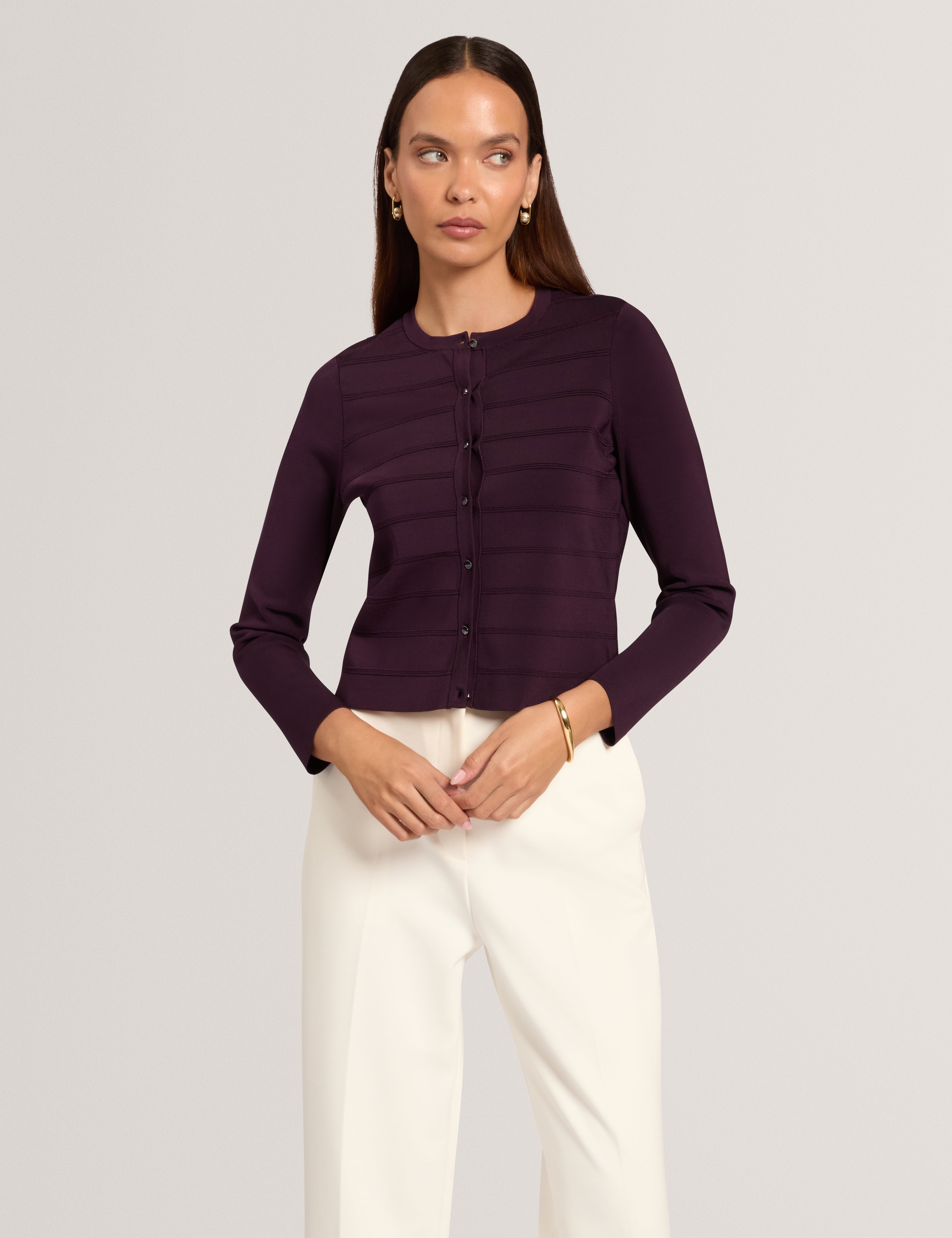 Rellia Cropped Bandage Cardigan Dp-Purple