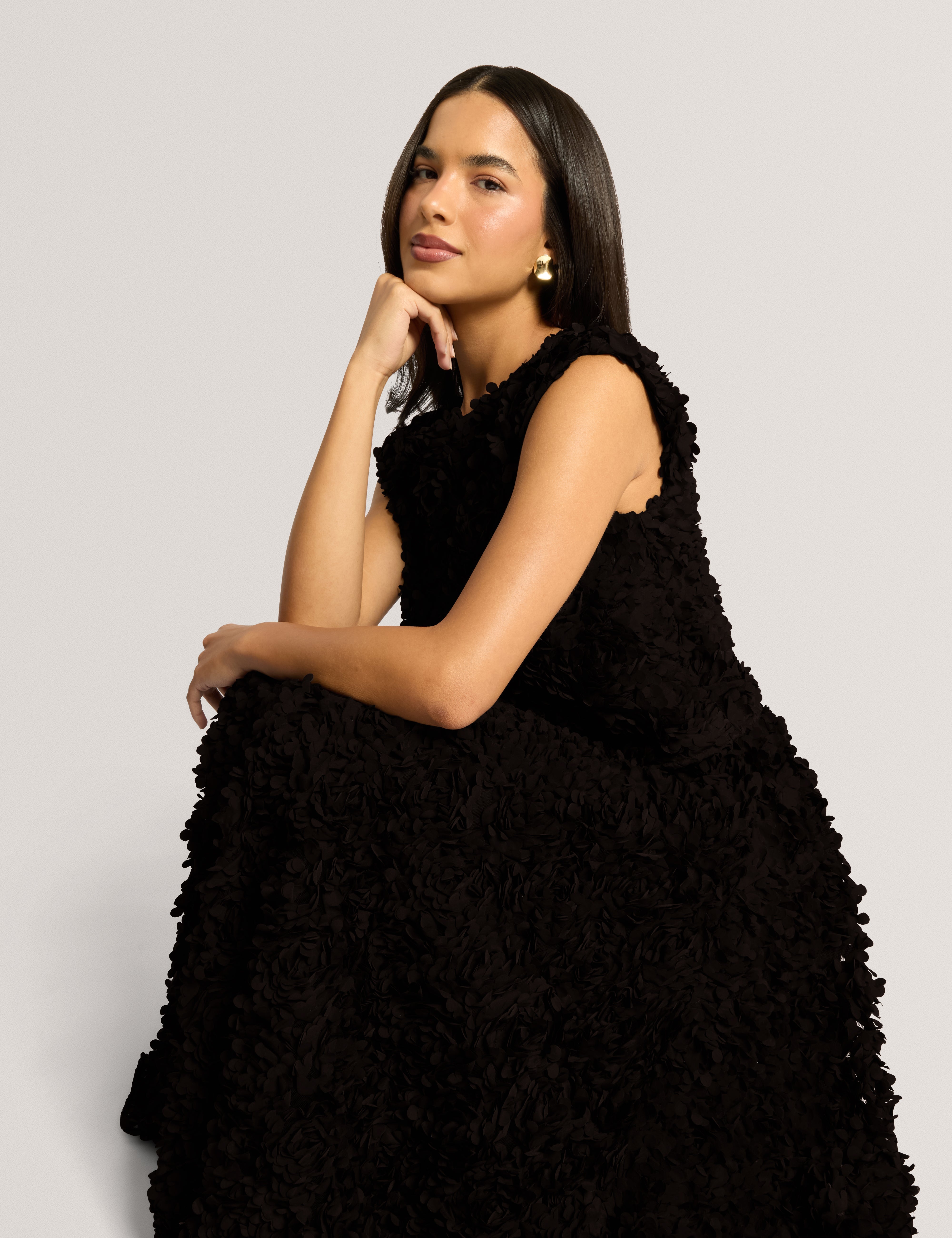 Bakaa Short Sleeve Textured Fabric Top Black