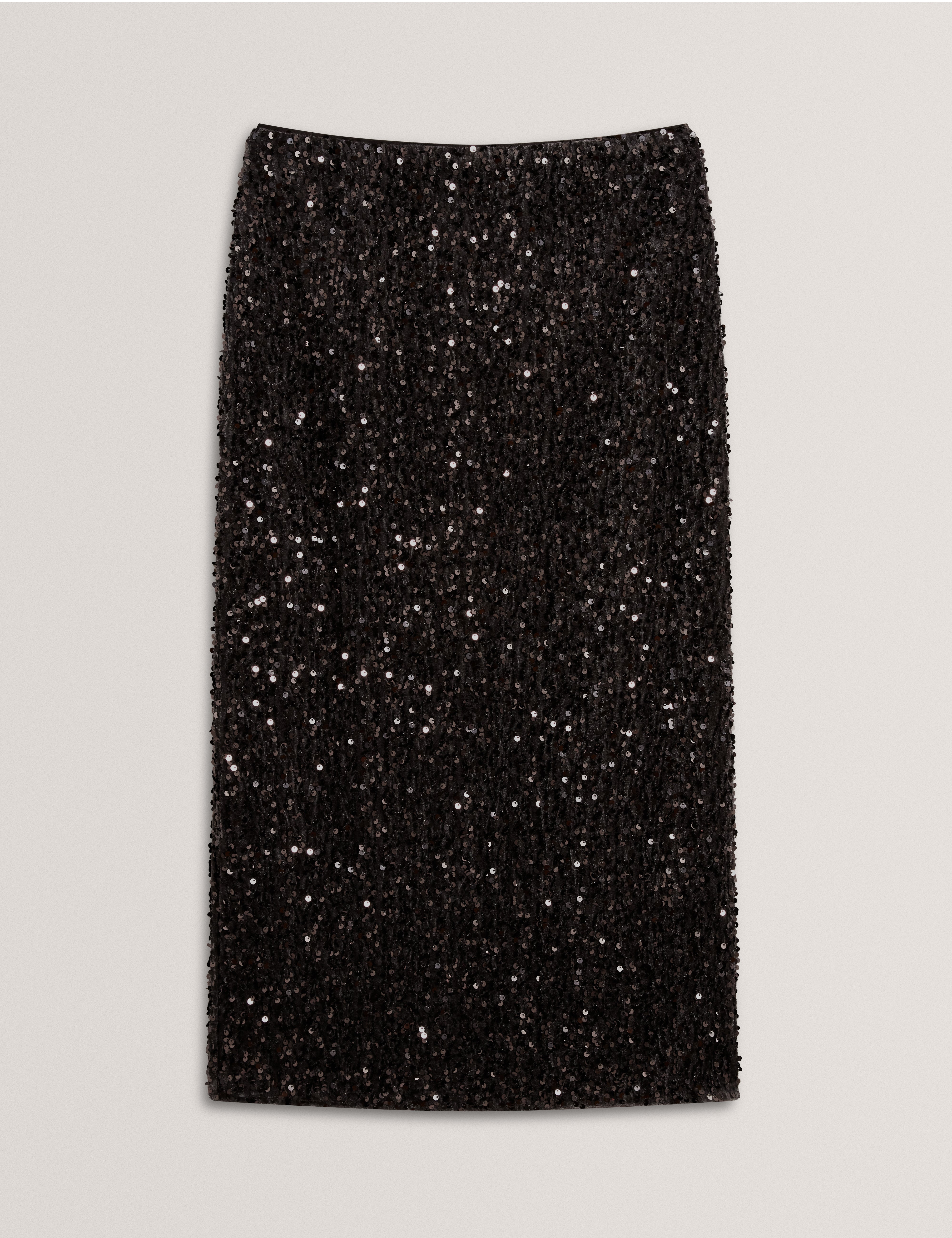 Sereni Velvet Sequin Midi Skirt Dk-Grey
