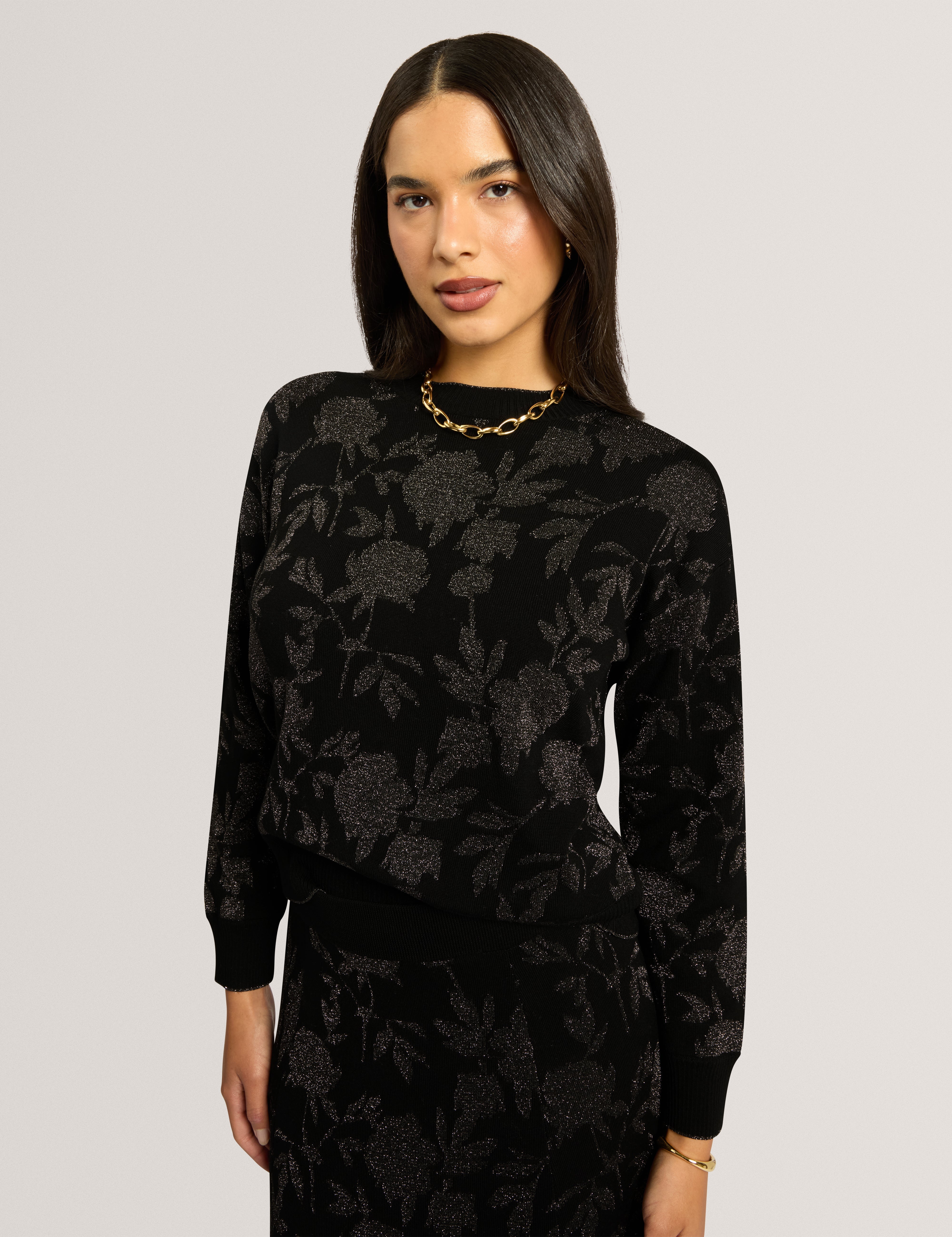 Hesila Cropped Jacquard Jumper Black