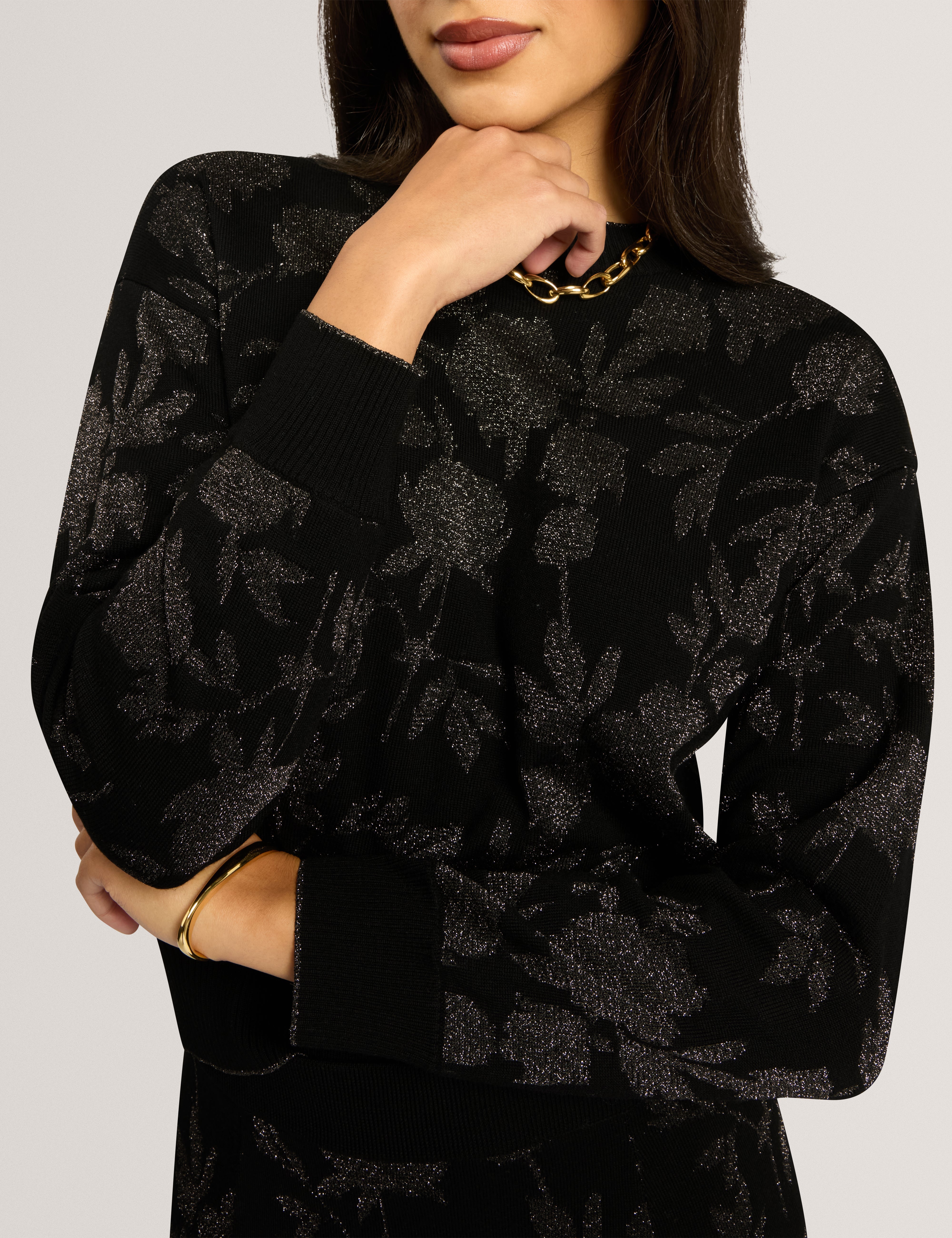 Hesila Cropped Jacquard Jumper Black