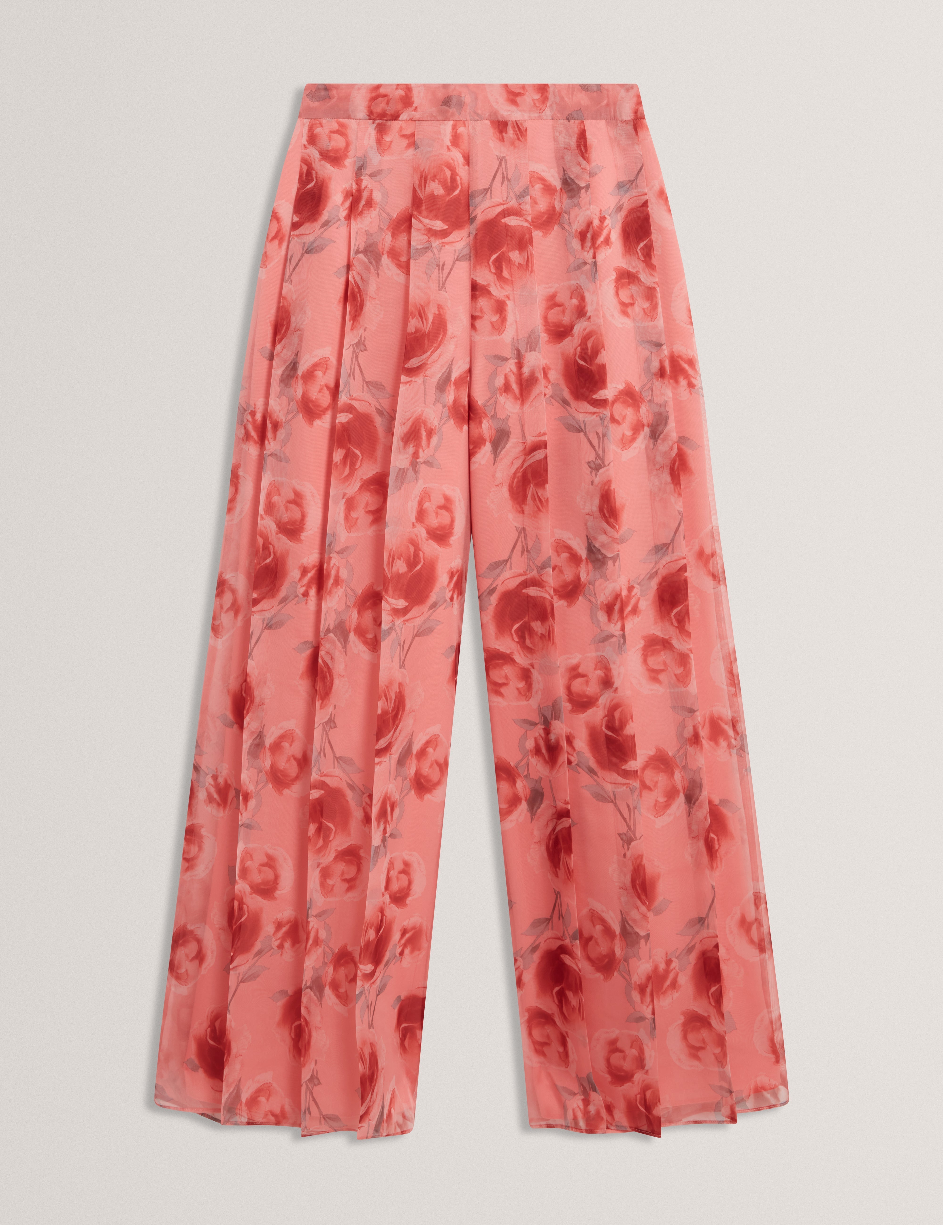 Dosiia Printed Wide Leg Pleated Trouser Coral