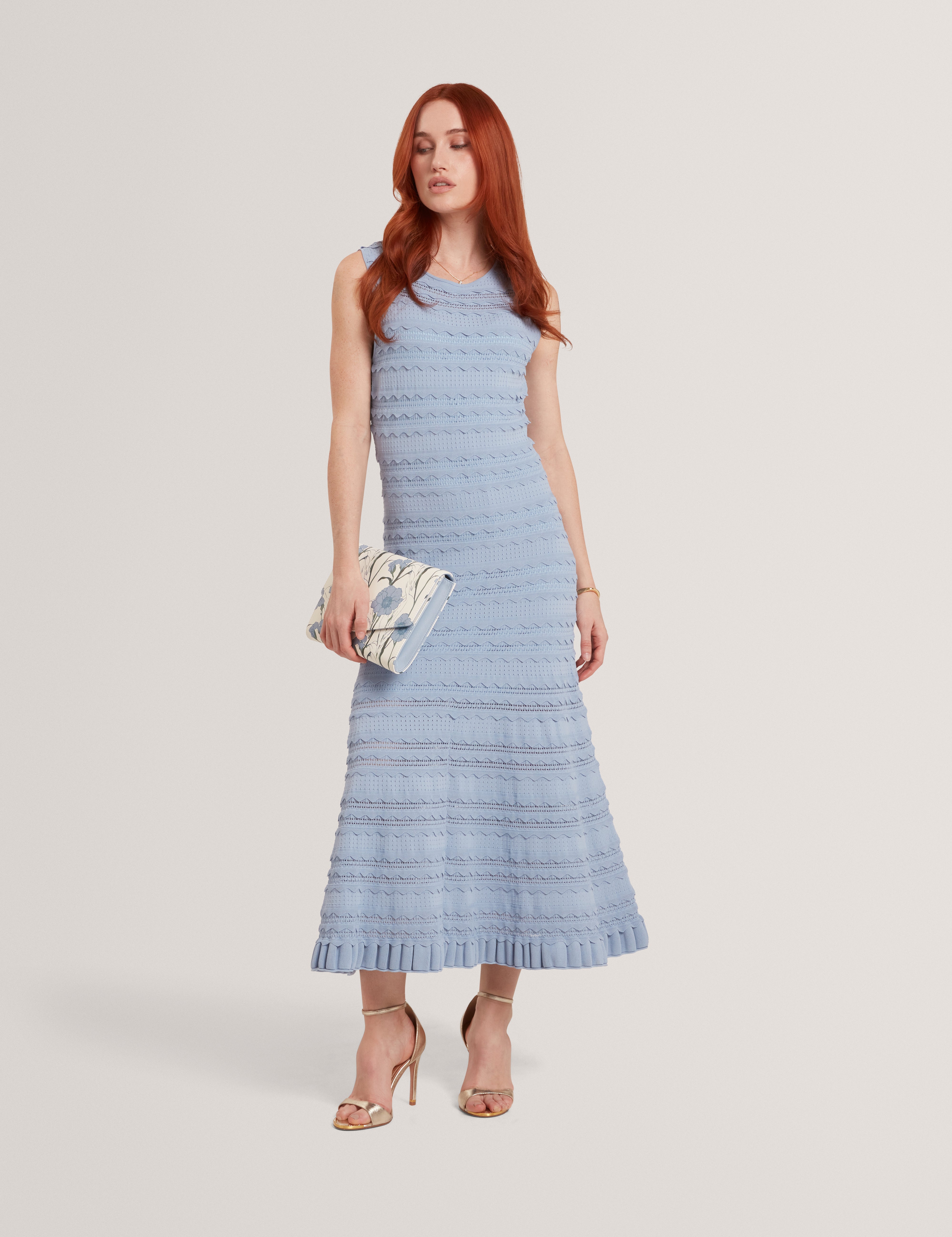 Cahrlie Knitted Midi Dress Lt-Blue