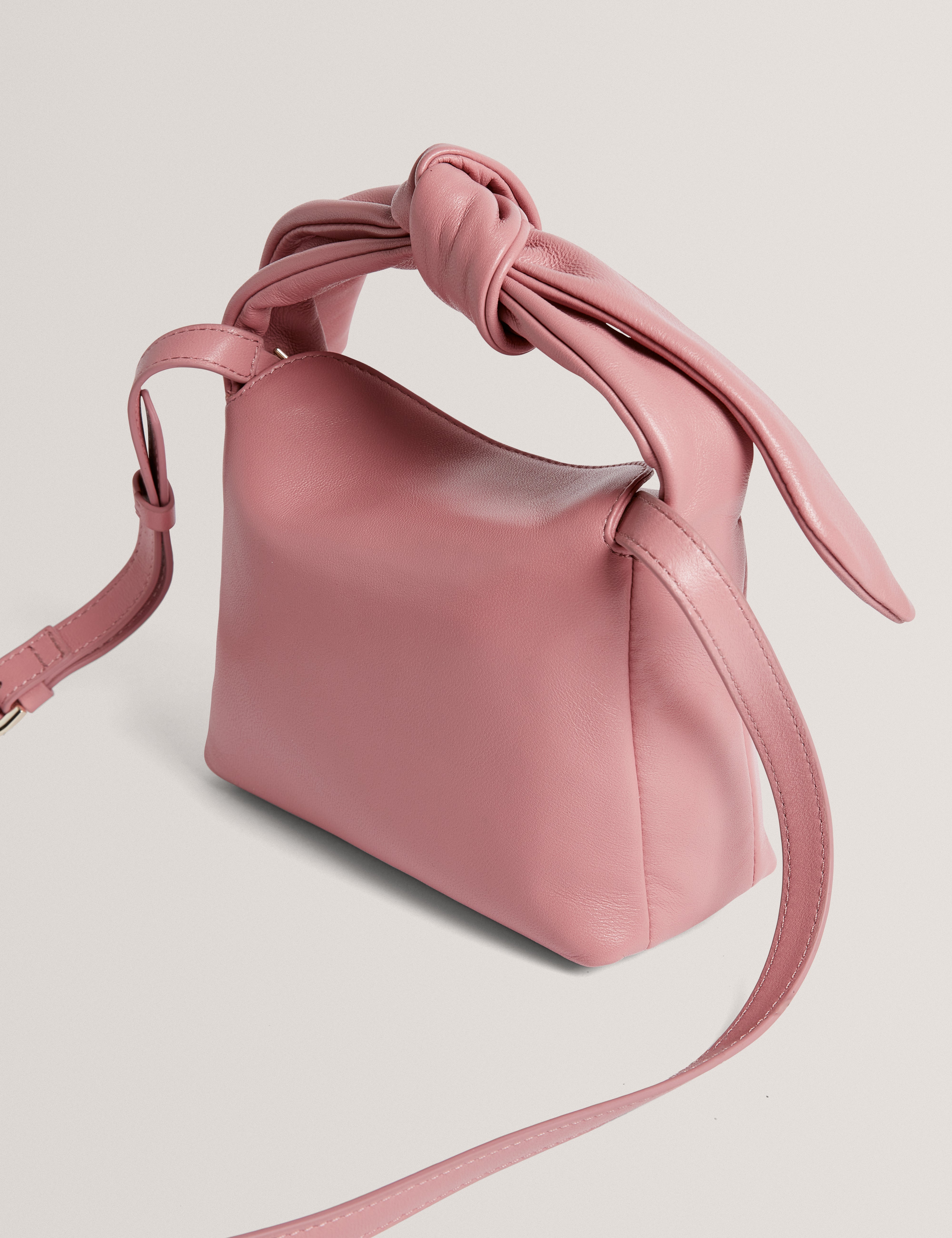 Niyal Soft Knot Bow Leather Xbody Bag Pl-Pink