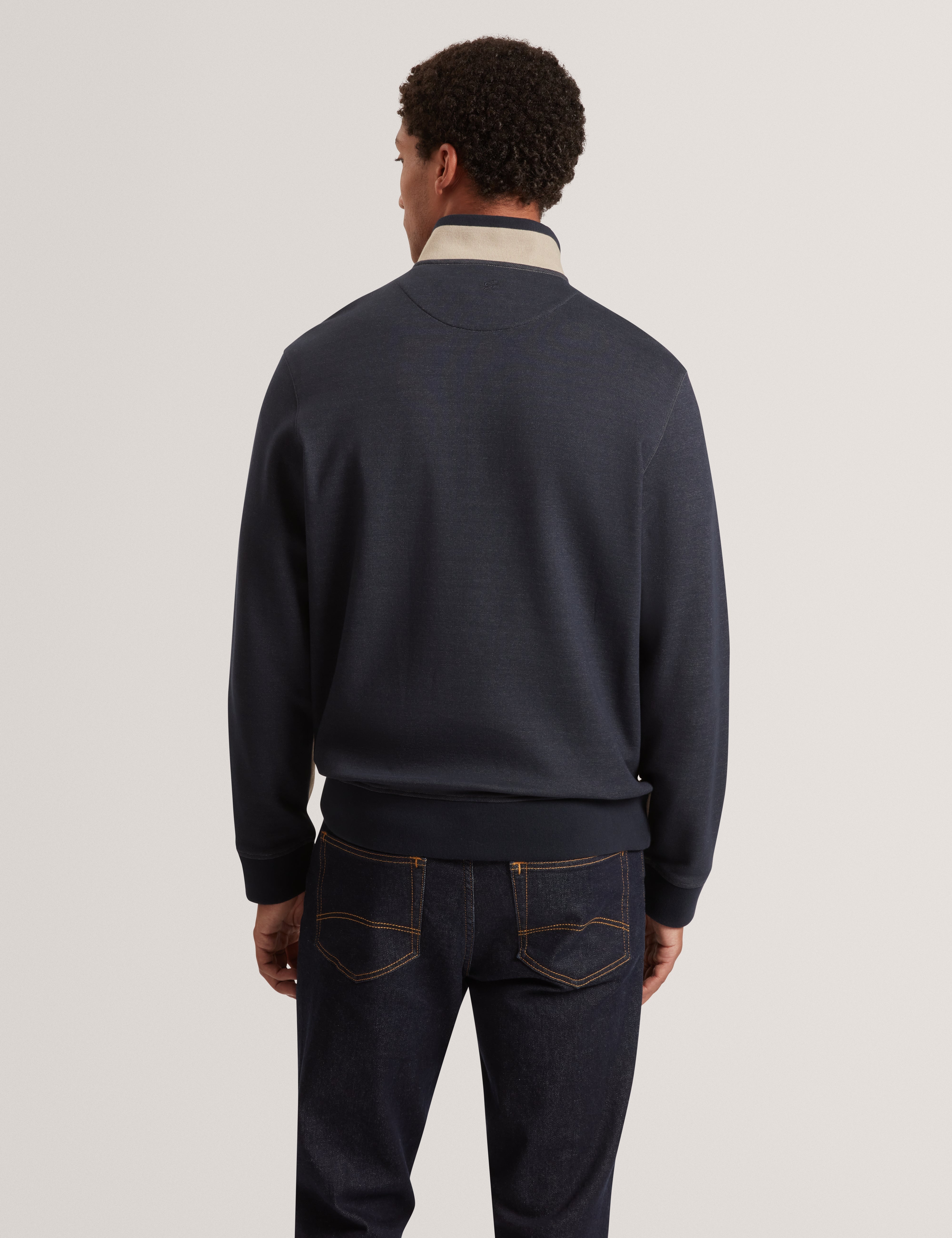 Koven Long Sleeve Two-Tone Half Zip Polo Taupe