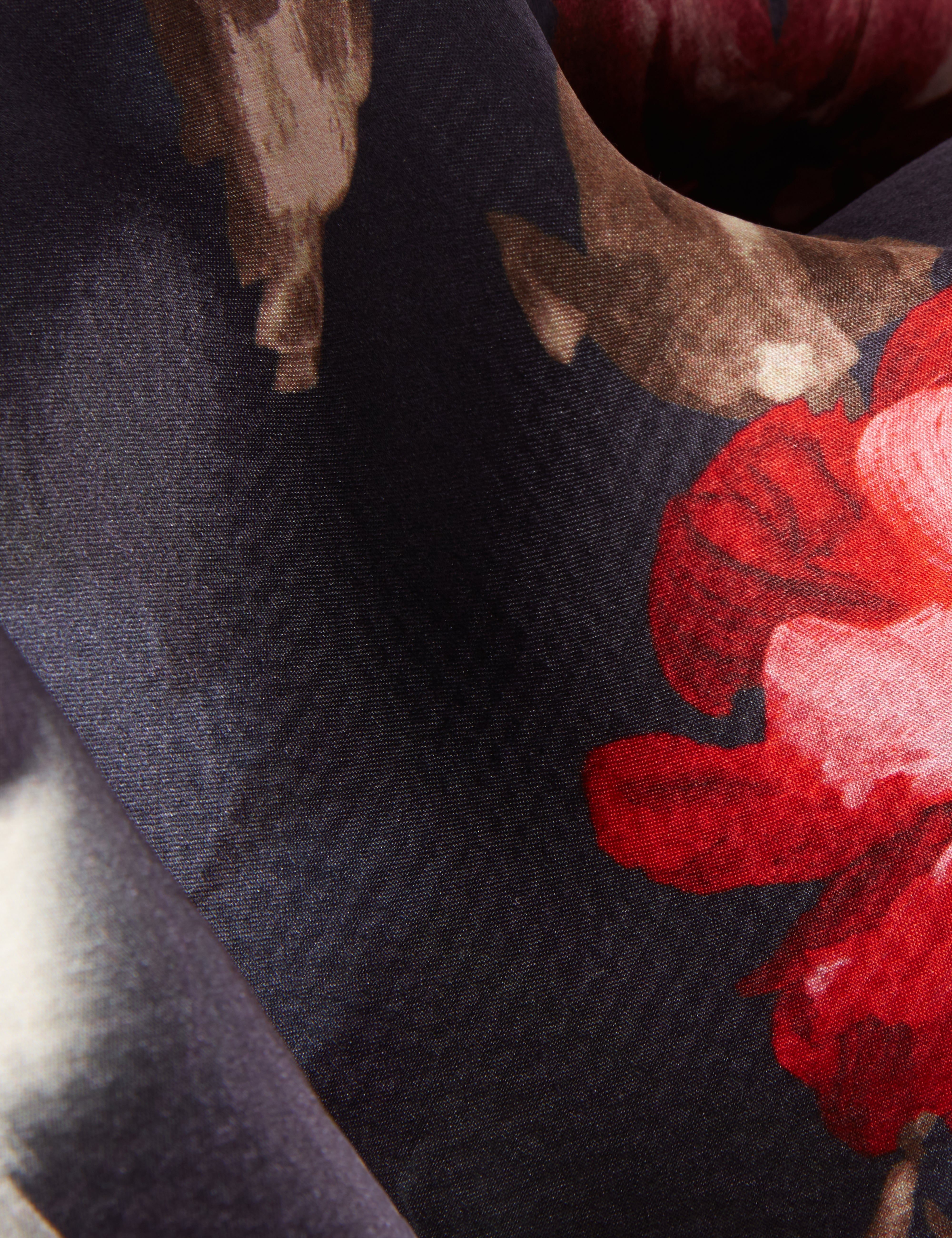 Teeaah Printed Silk Cape Scarf Navy