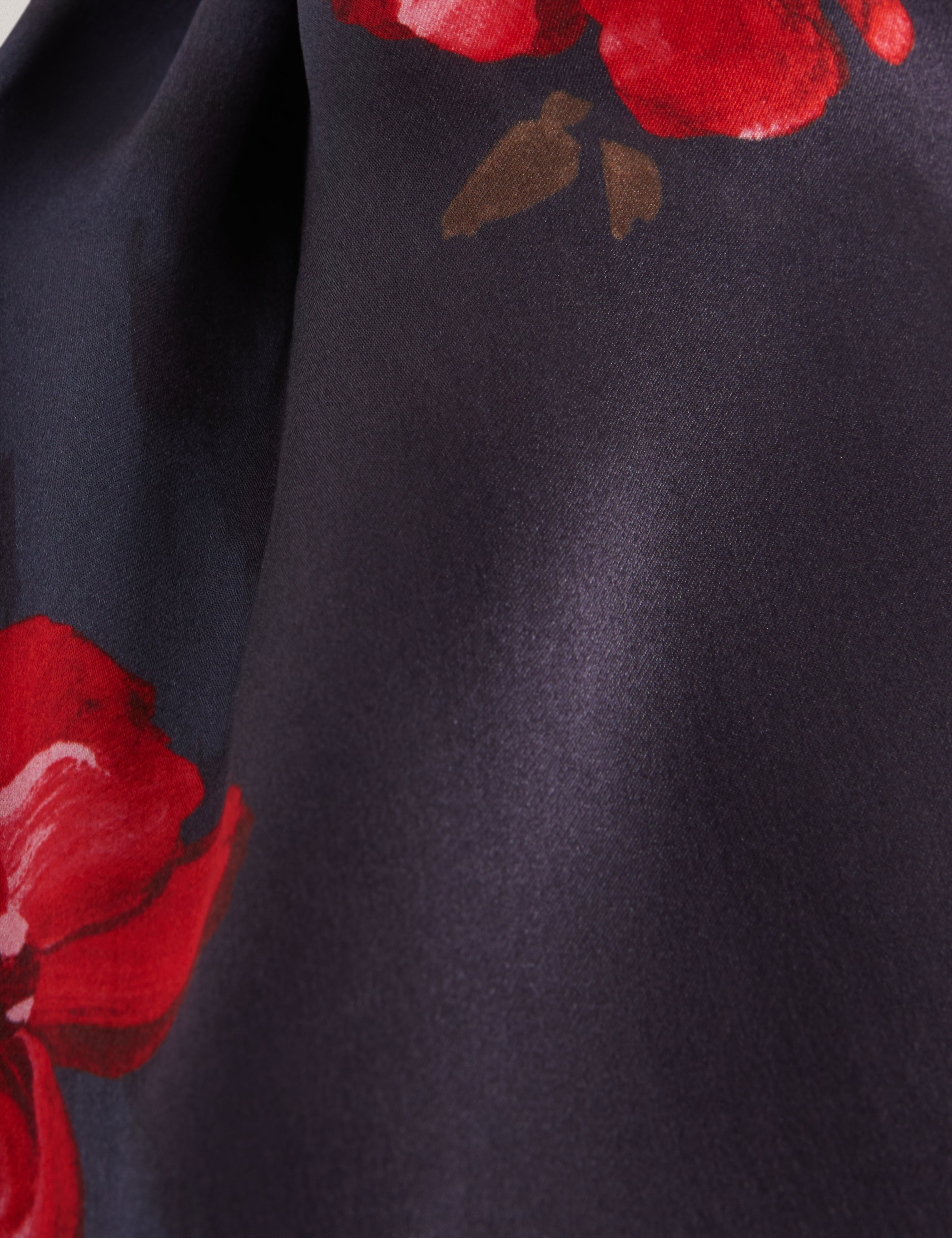 Teiaah Printed Silk Long Scarf Navy