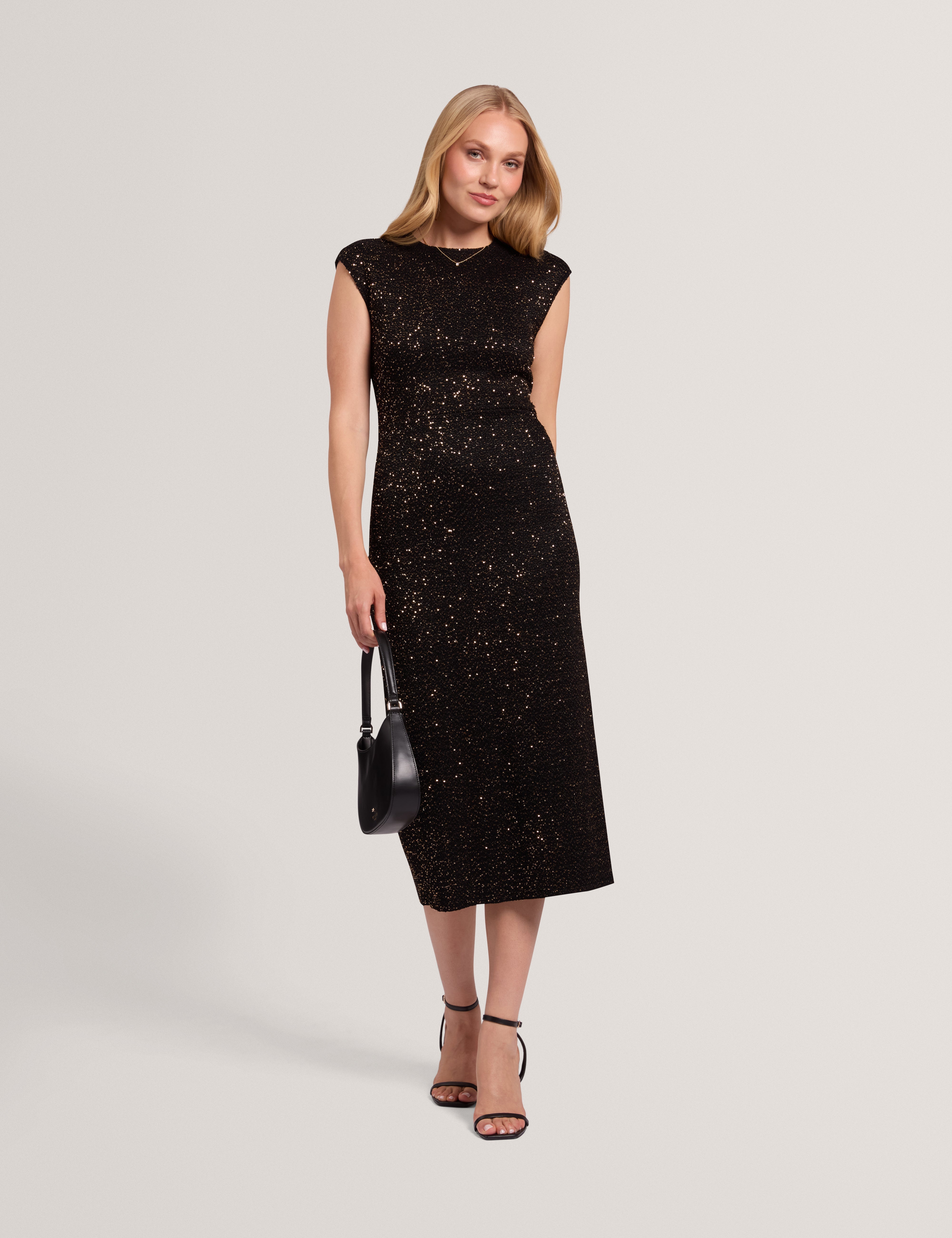 Mylla Sequin Short Sleeve Bodycon Dress Black