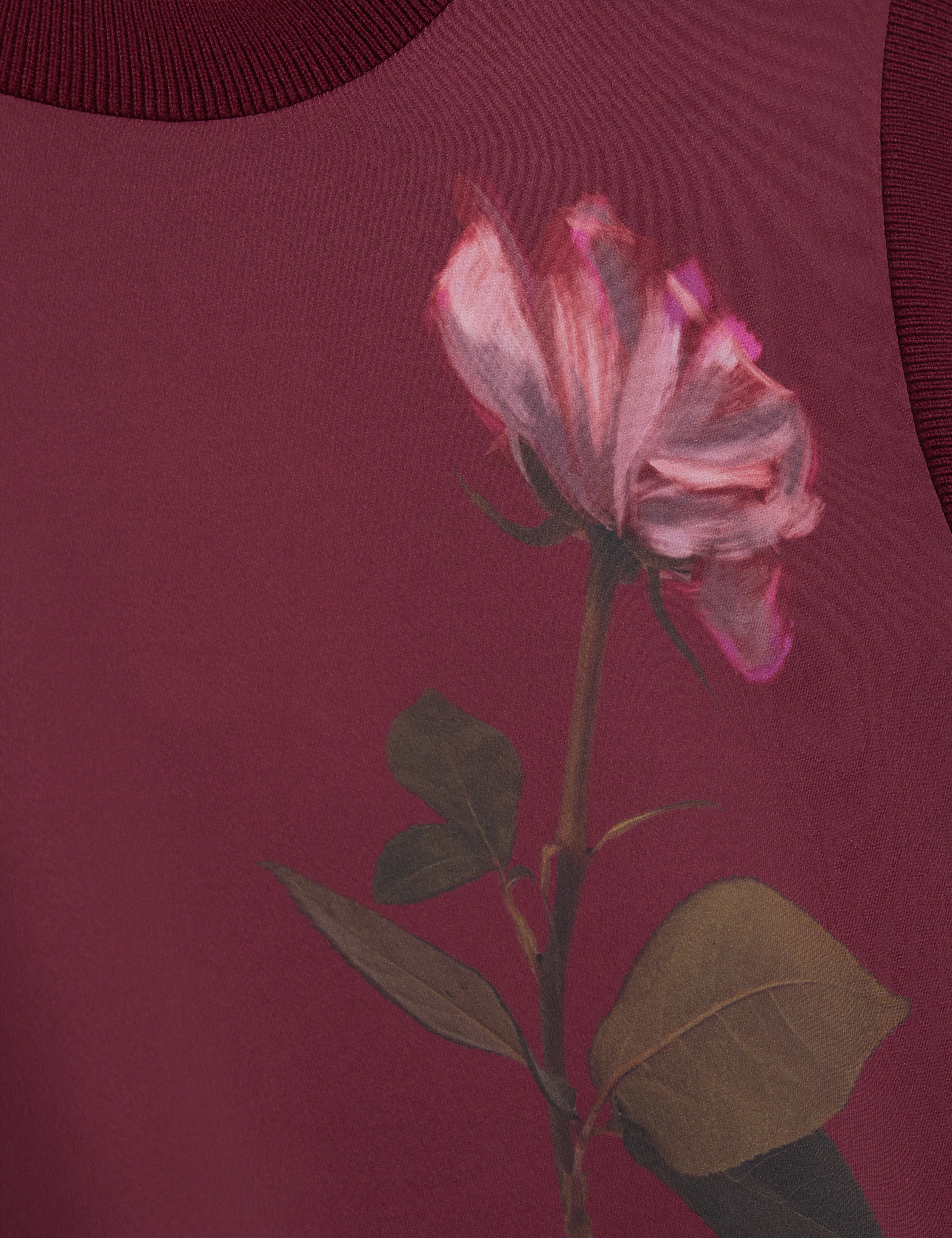 Naleia Floral Printed Woven Front Tank Maroon