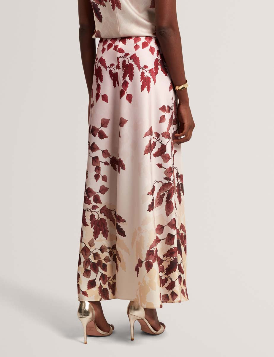 Insley Printed Bias Cut Midi Skirt Rosegd-Col