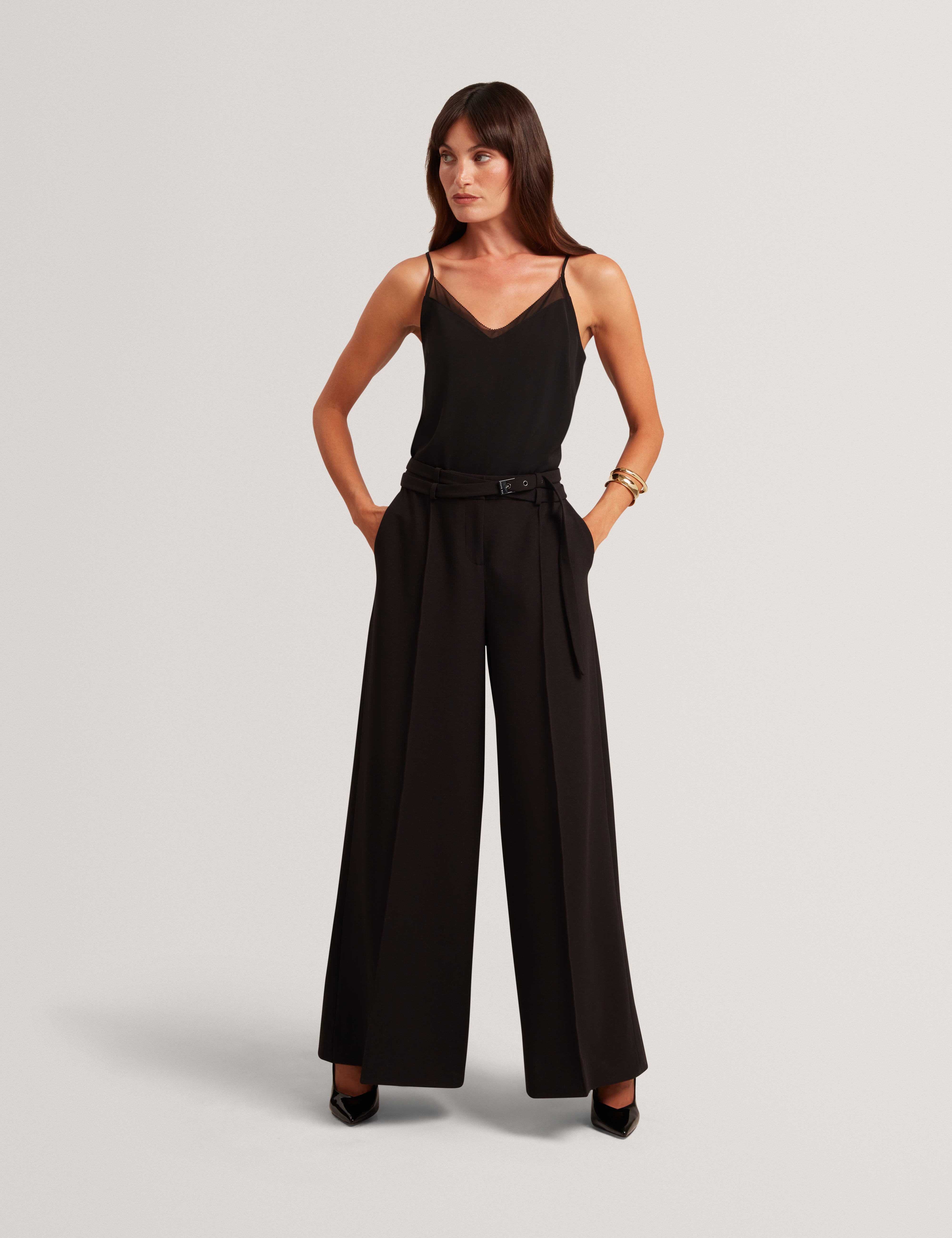 Hanliec Wide Leg Tailored Trouser Black