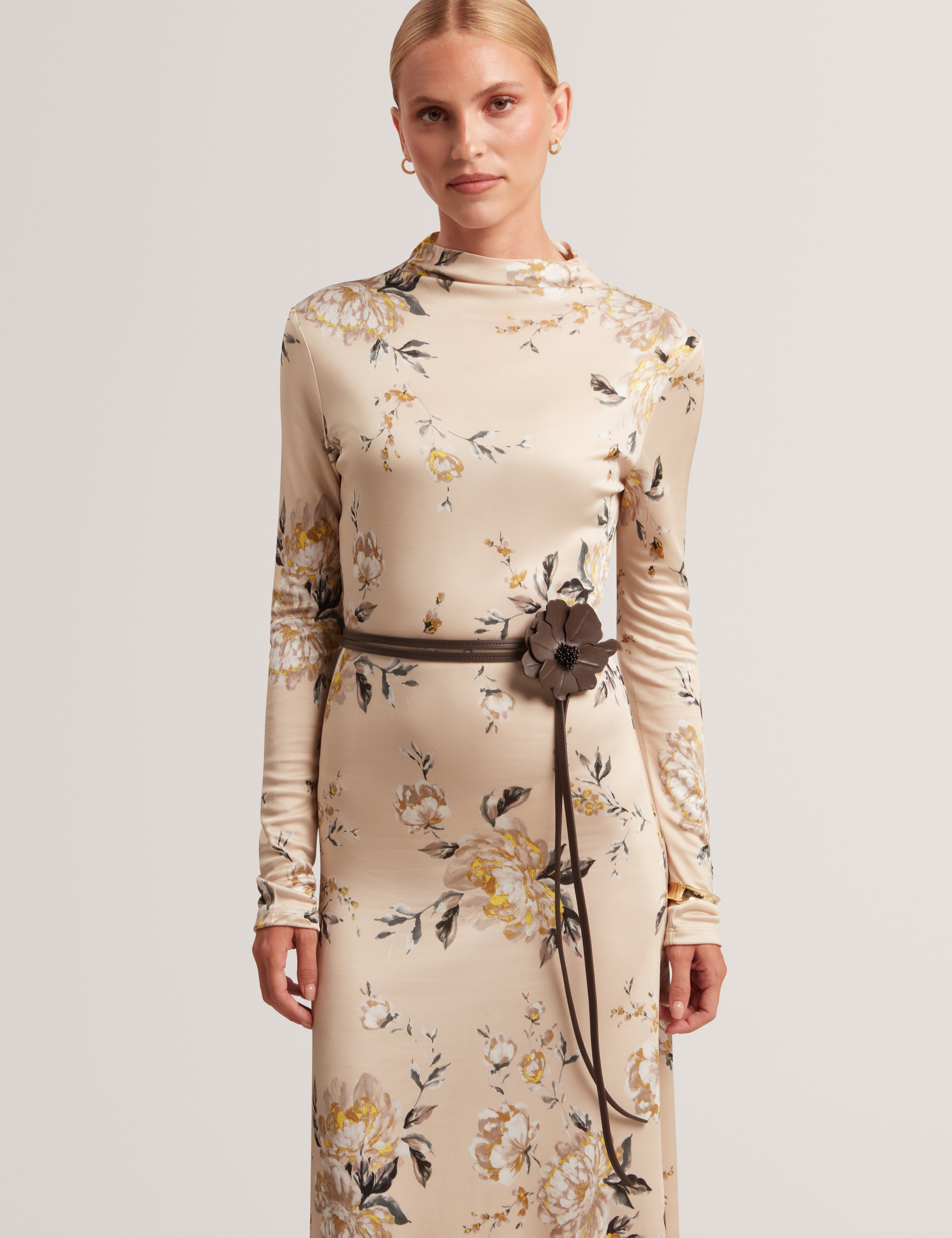Florilo Flower Tie Belt Brn-Choc