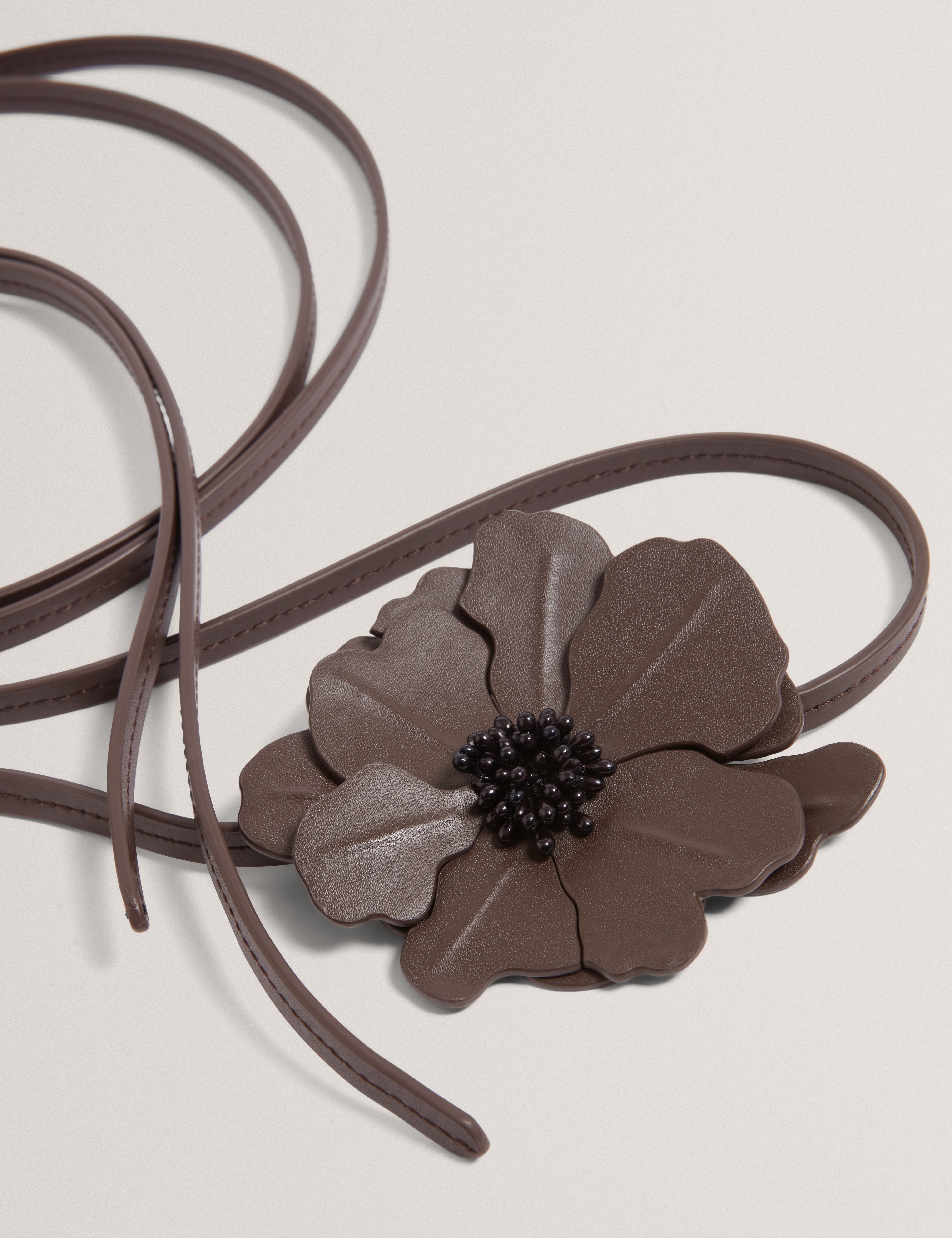 Florilo Flower Tie Belt Brn-Choc