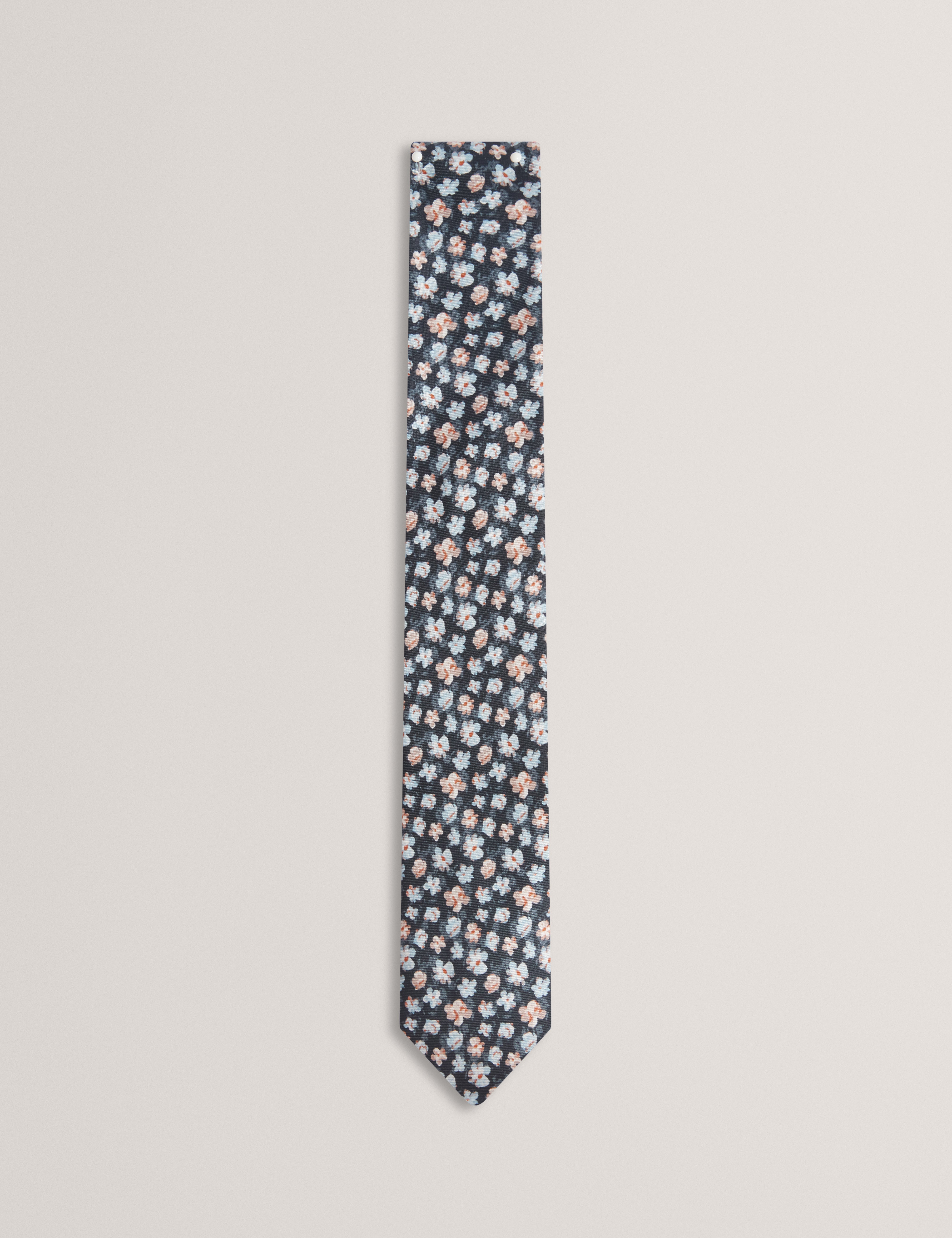 Latter Ditsy Floral Silk Tie Navy