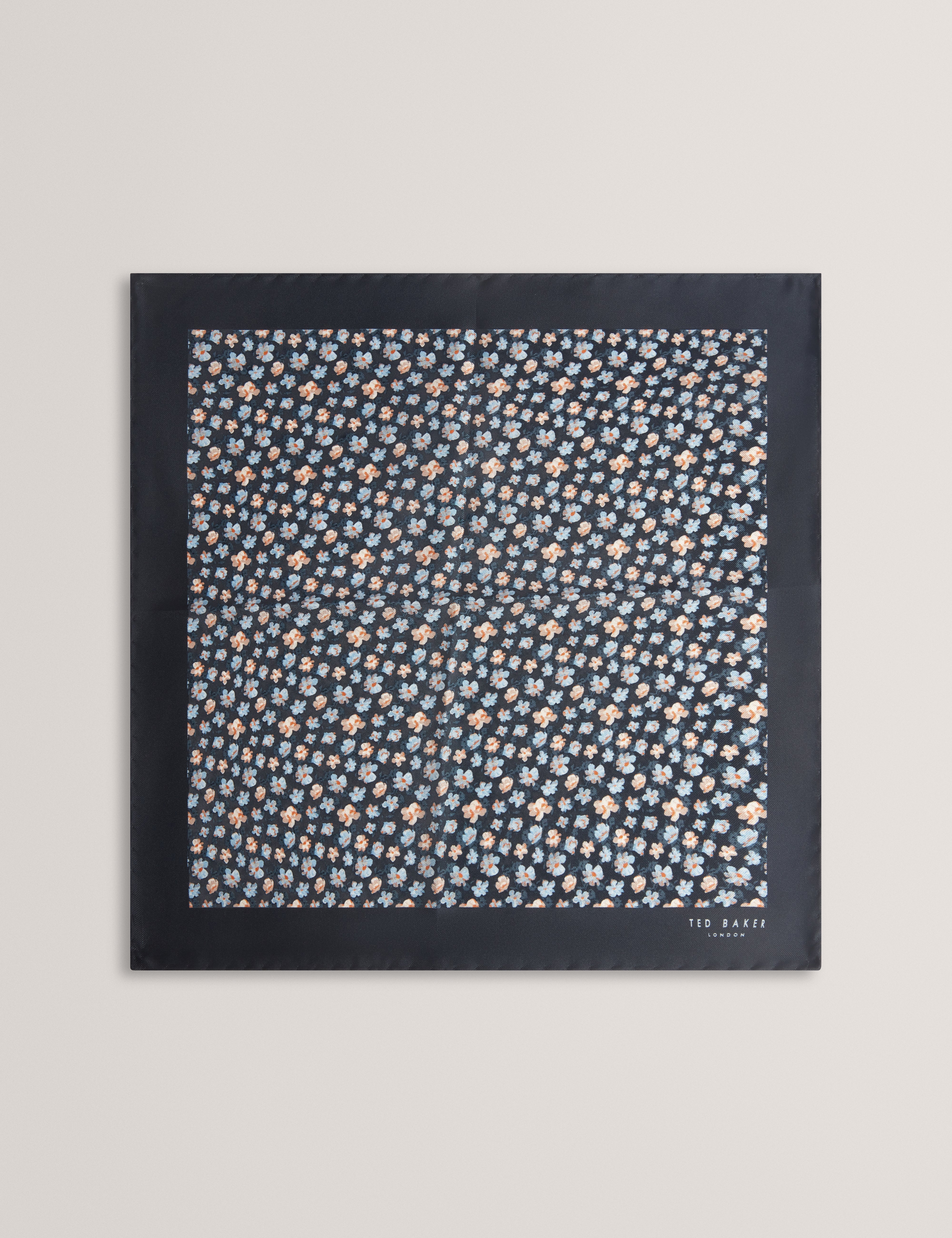 Latterp Ditsy Floral Silk Pocket Square Navy