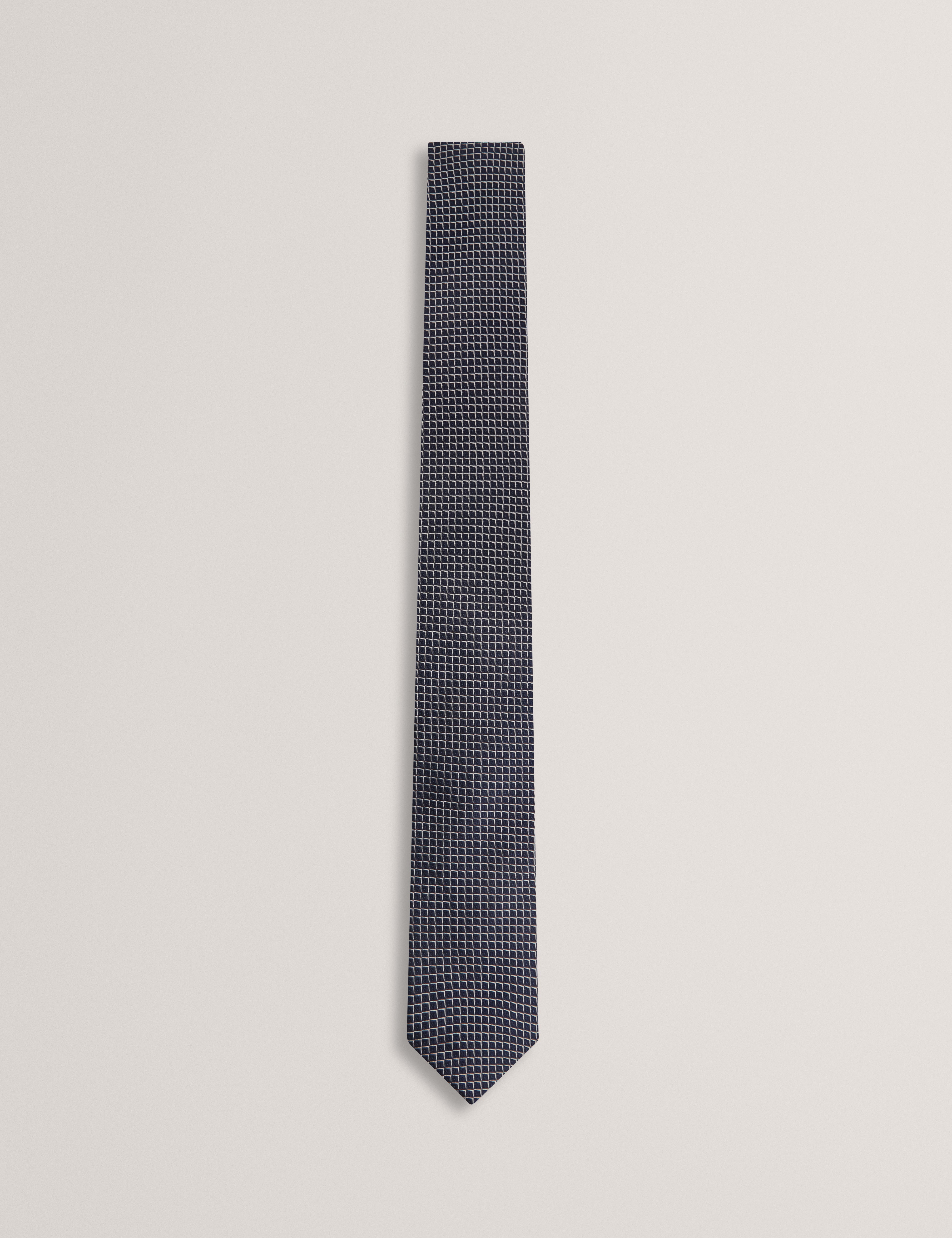 Hiyde Semi Plain Jackquard Silk Tie Navy