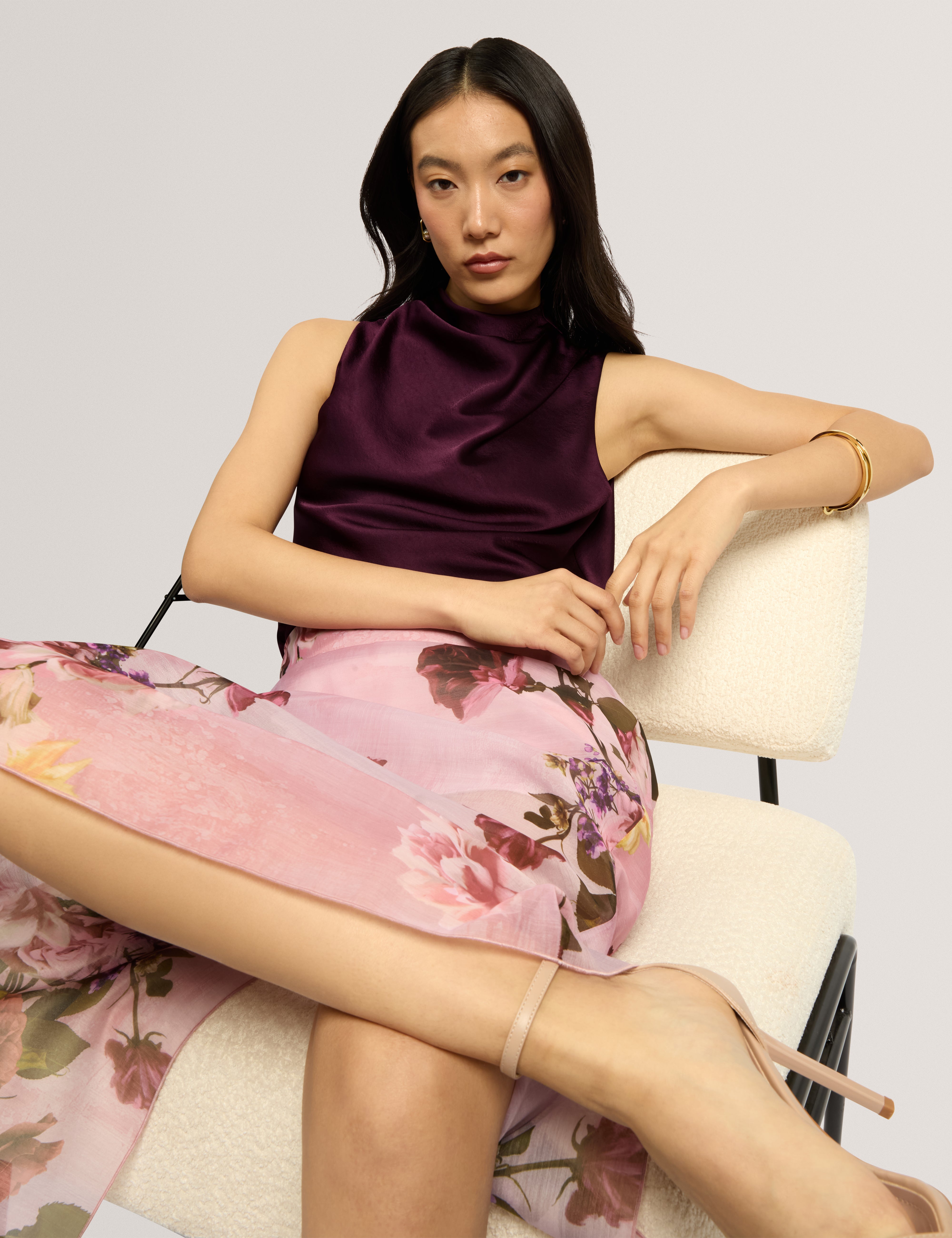 Zamie Sleeveless Drape Neck Top Dp-Purple