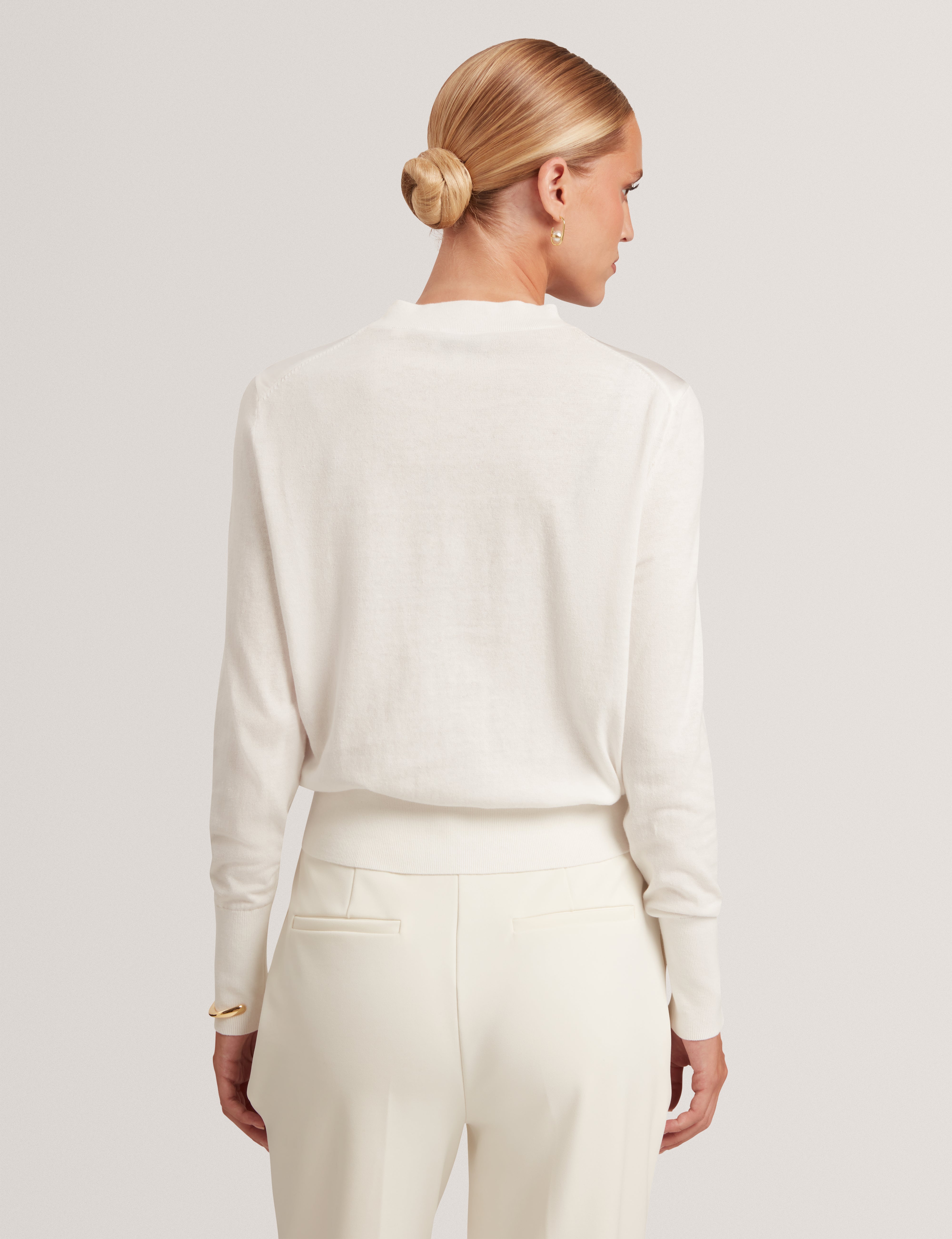 Zuzaa Printed Woven Front Jumper Ivory