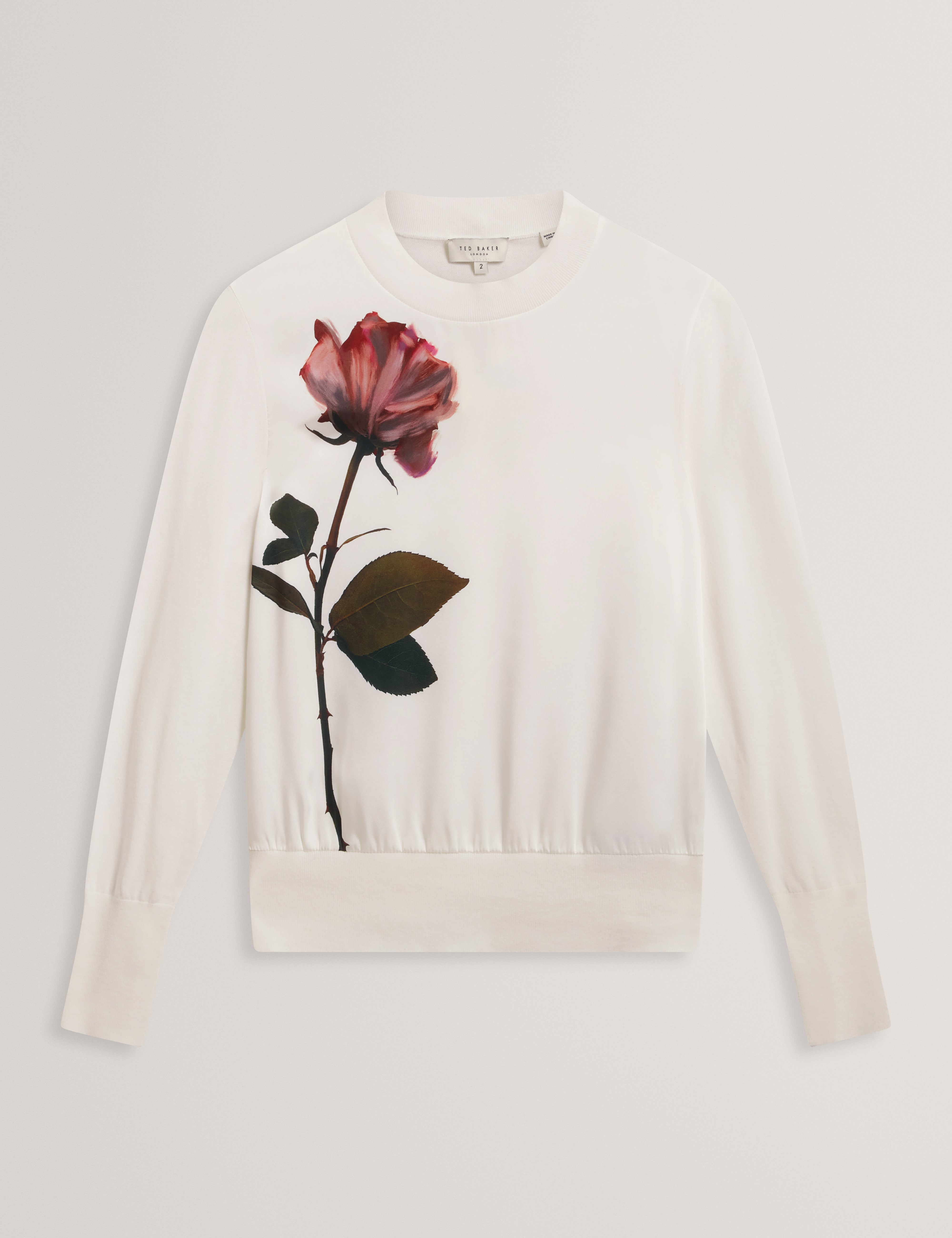 Zuzaa Printed Woven Front Jumper Ivory