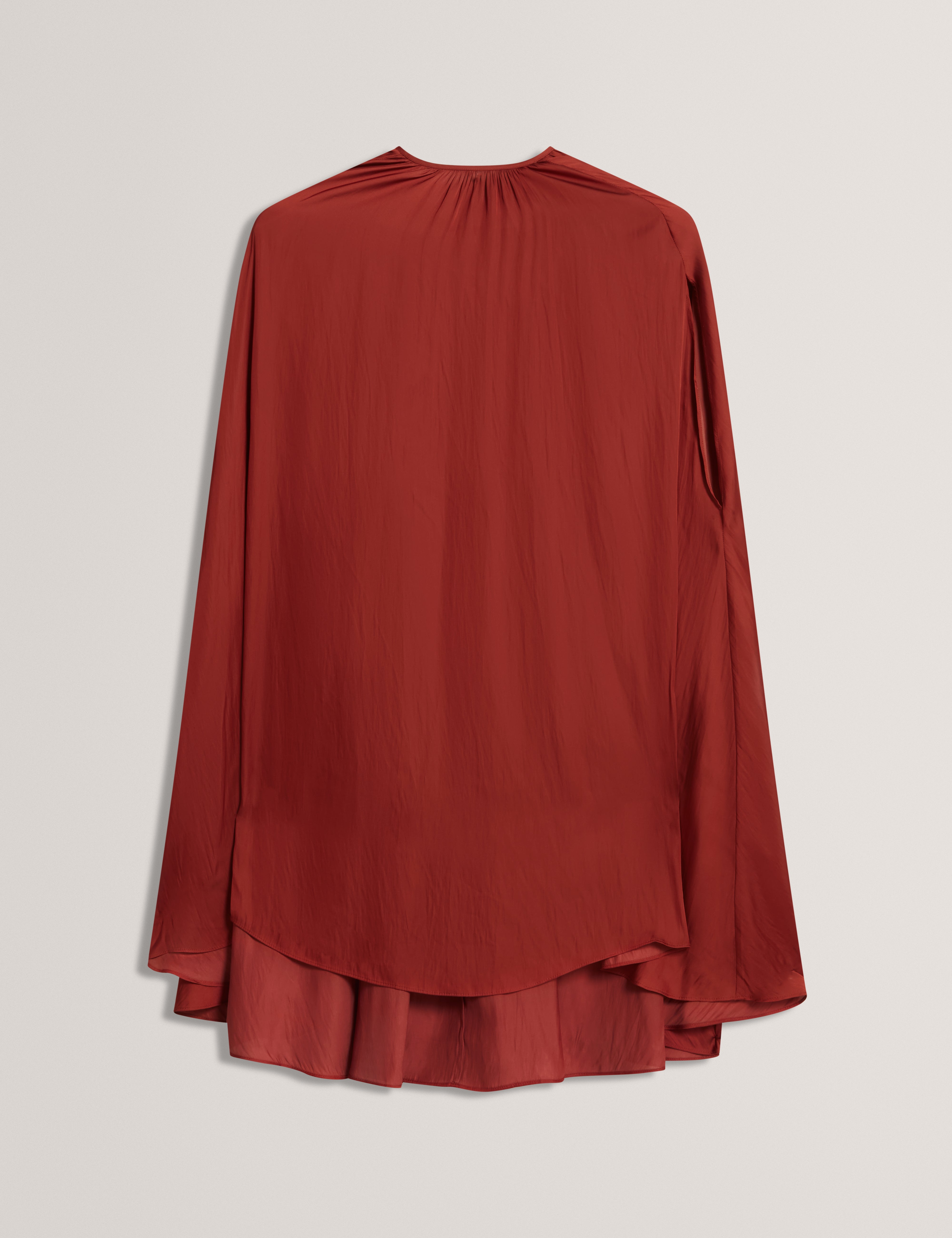 Joyela Satin Crew Neck Mini Dress Burnt Red