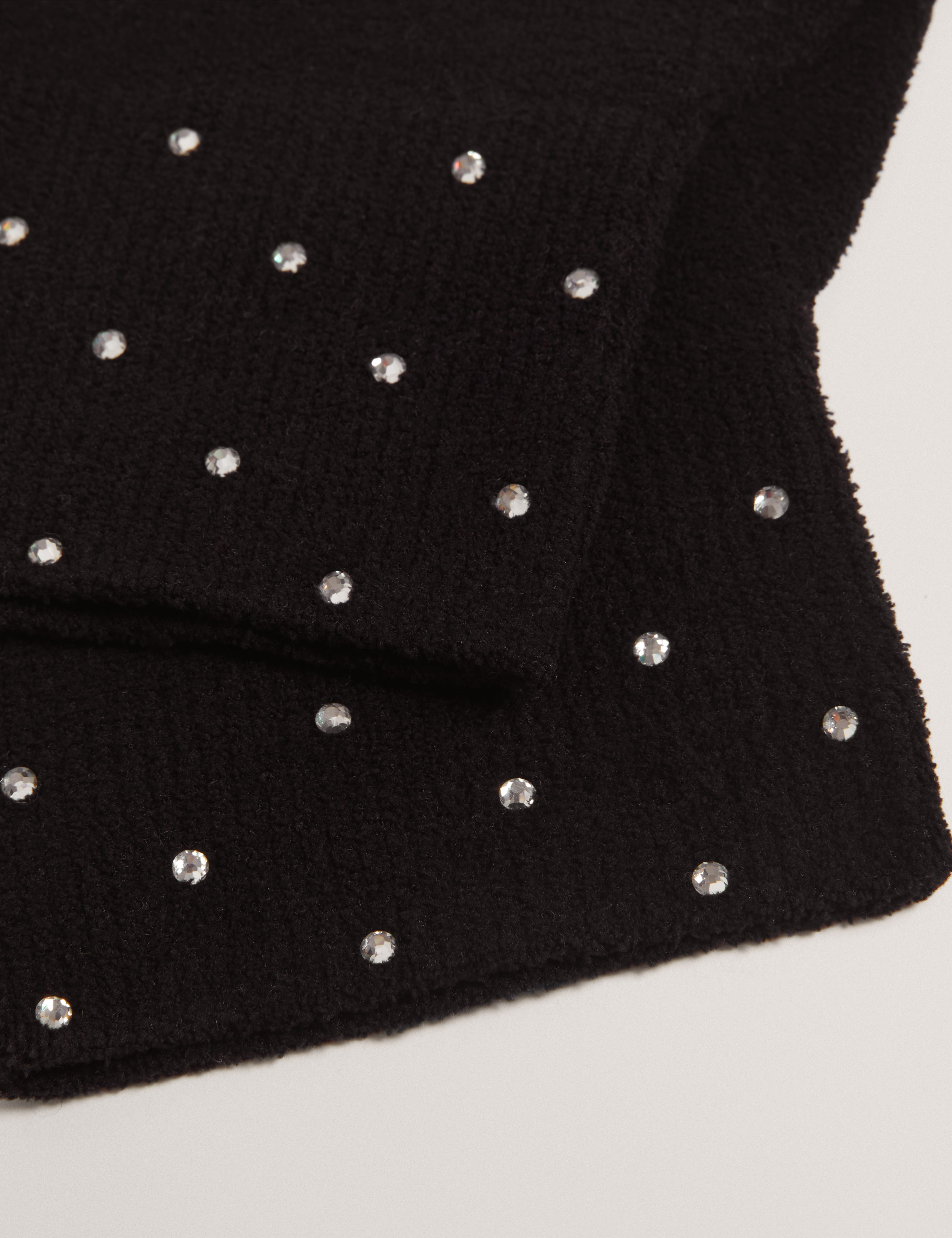 Twynkyl Hot Fix Crystal Hat And Glove Set Black