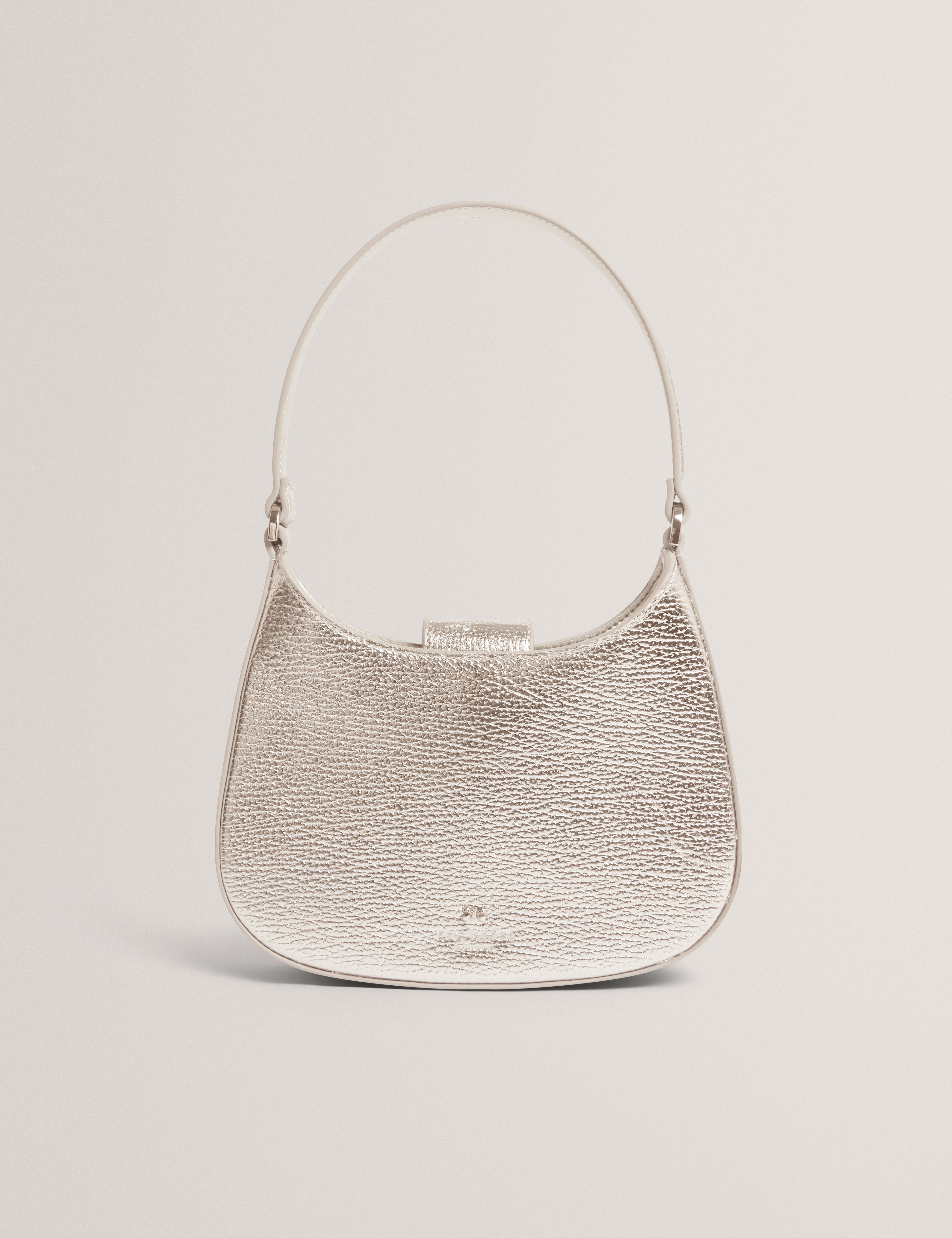 Irea Leather Bow Detail Mini Shoulder Bag Silver
