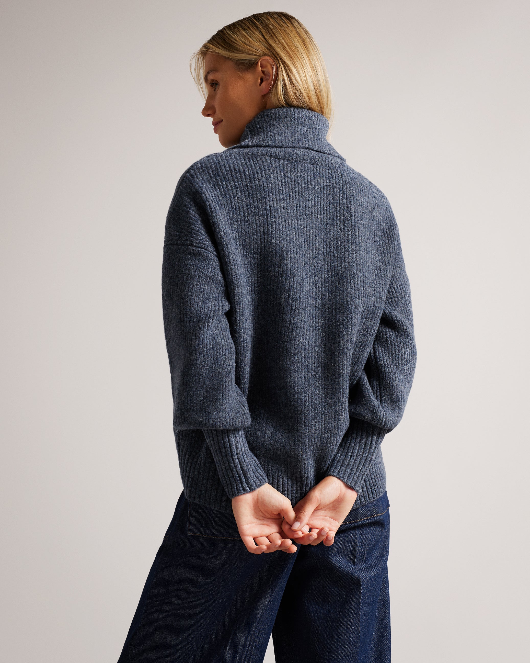 Cchloe High Neck Oversized Sweater Navy