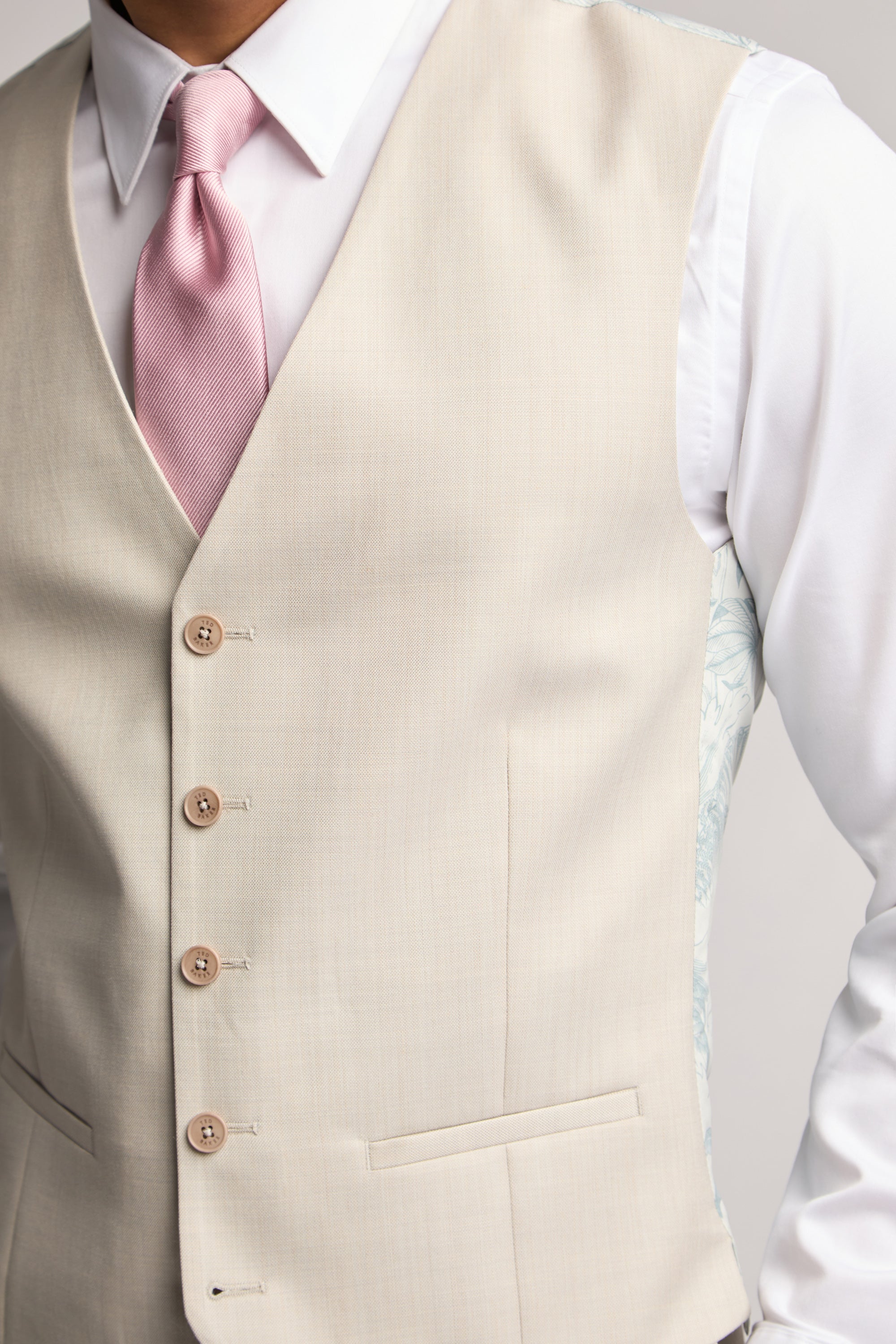 Stone Sharkskin Waistcoat Stone