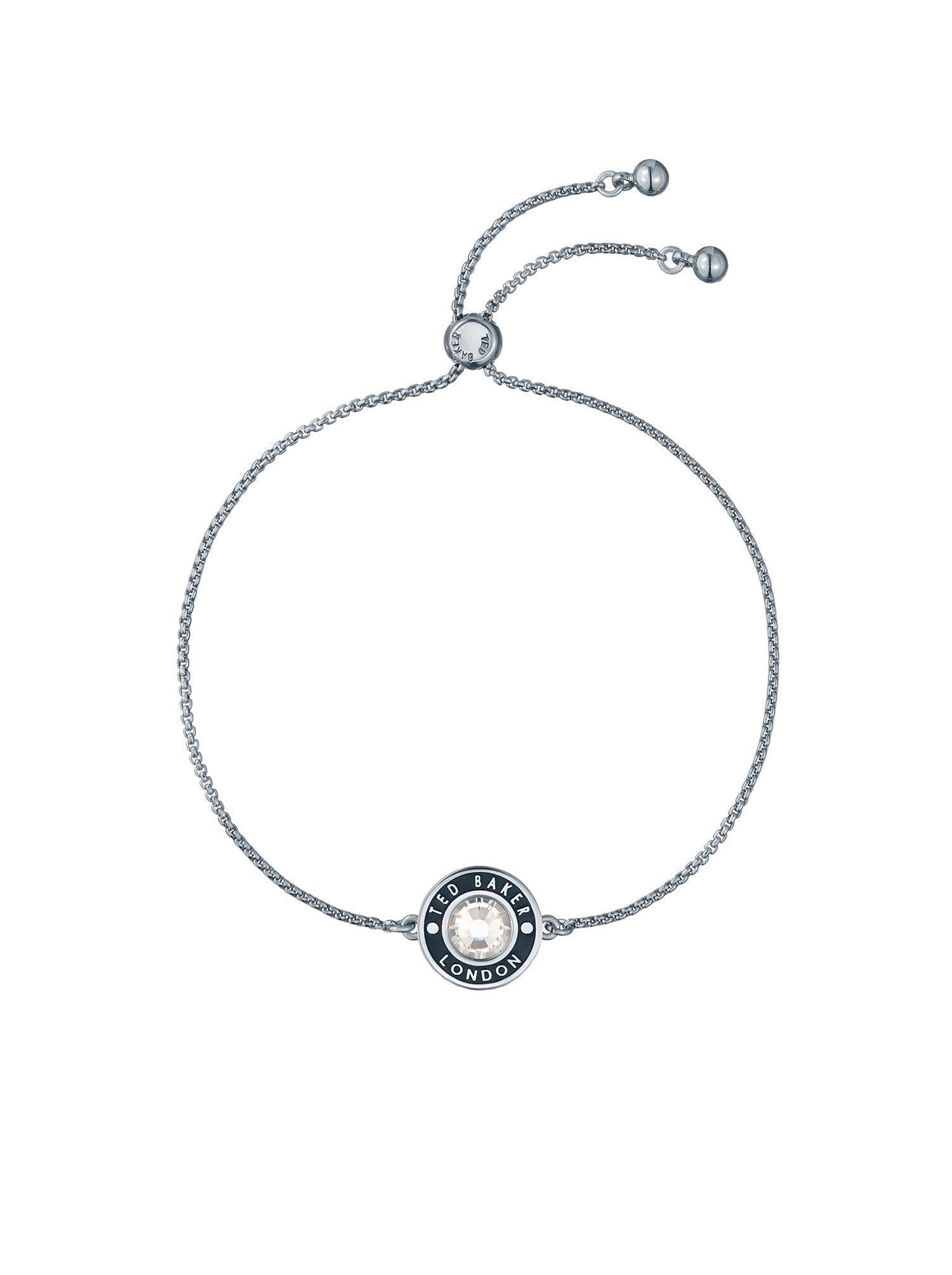 Cherla Crystal Button Adjustable Bracelet Silver