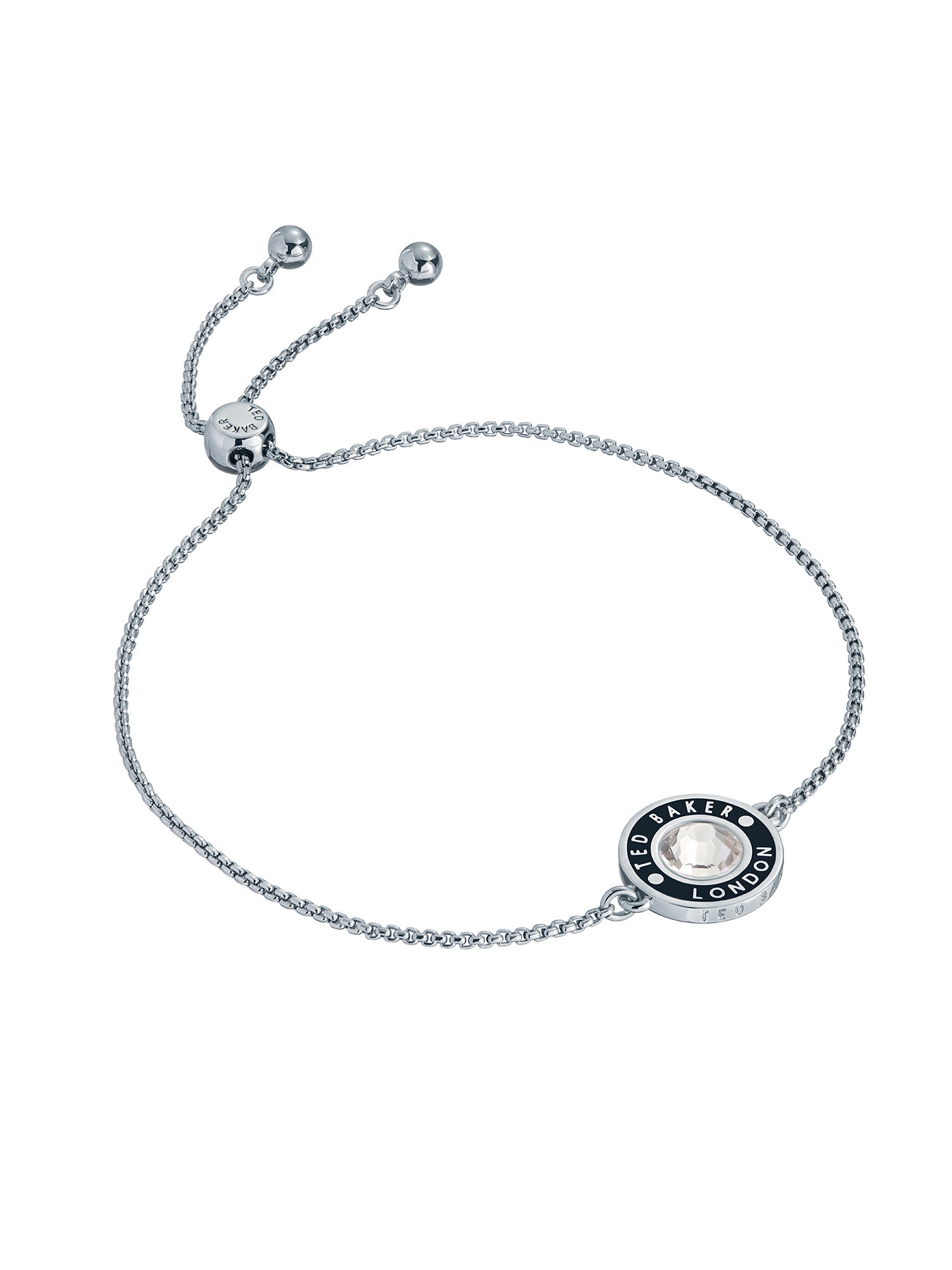 Cherla Crystal Button Adjustable Bracelet Silver