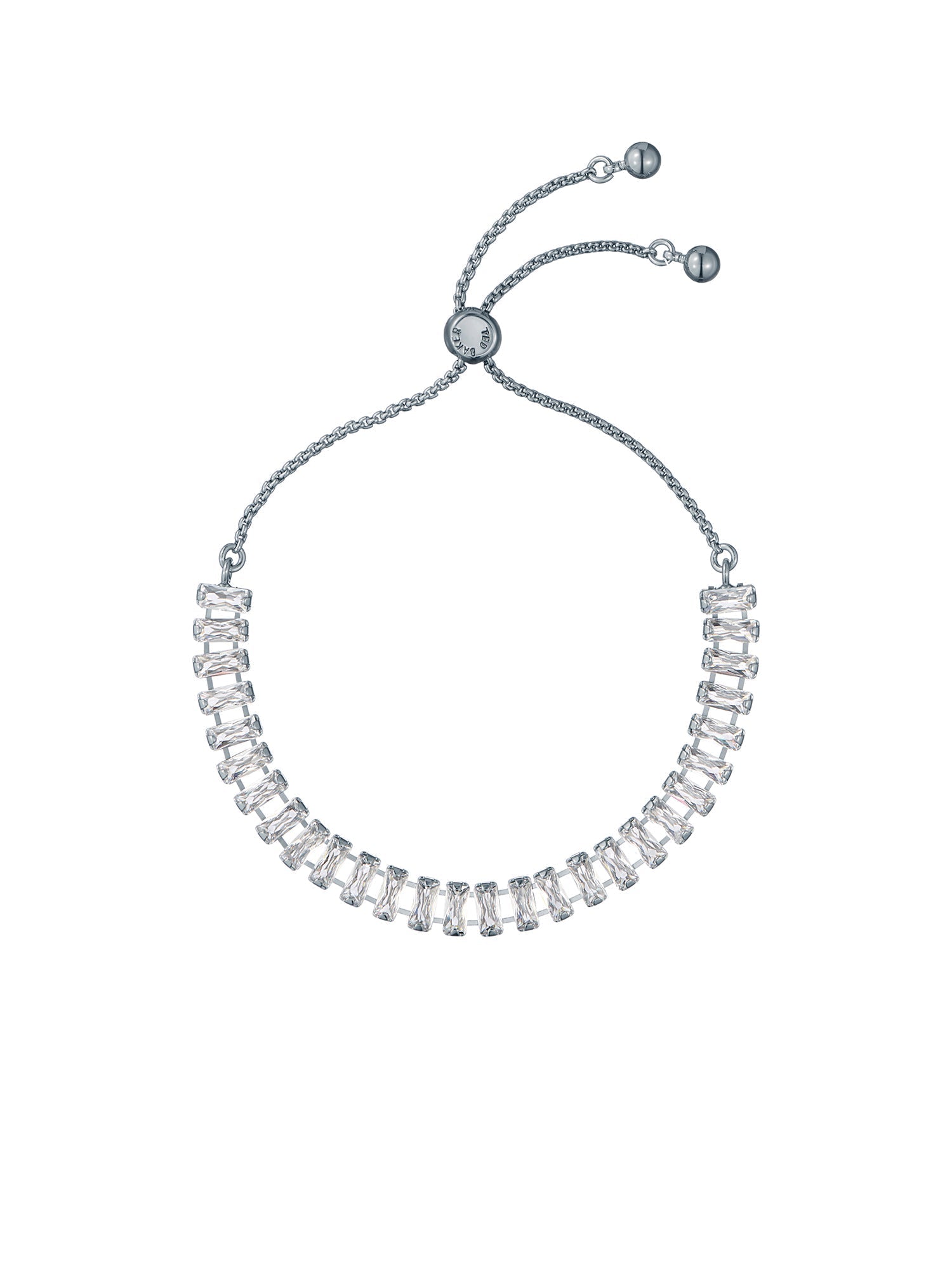Isabela Crystal Baguette Adjustable Bracelet Silver
