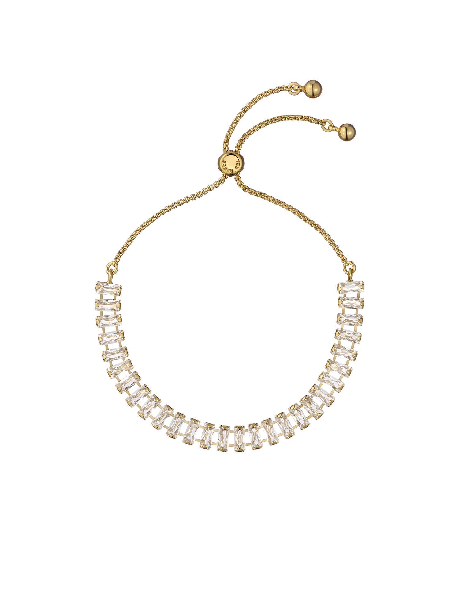 Isabela Crystal Baguette Adjustable Bracelet Gold