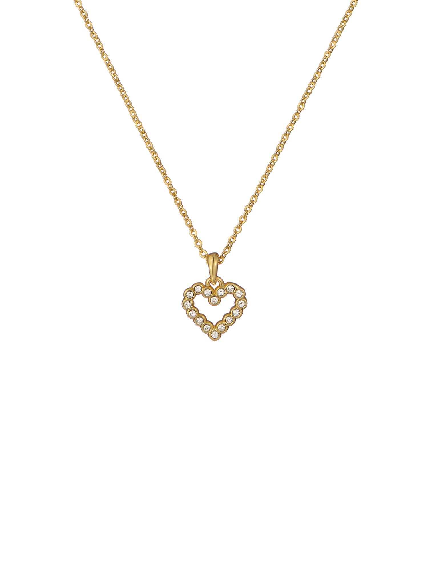 Amore Crystal Halo Heart Pendant Necklace Gold