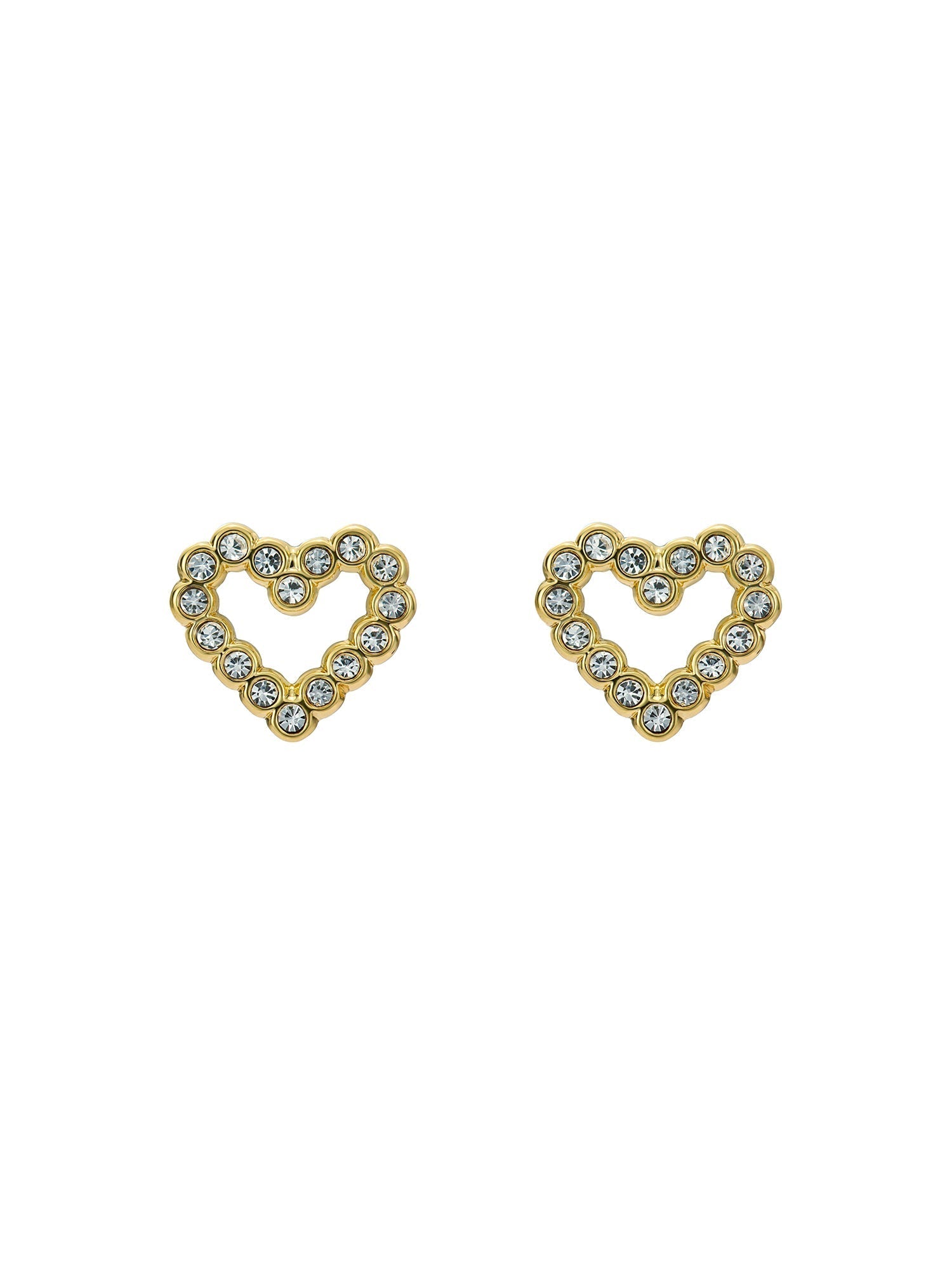 Amorina Crystal Halo Heart Stud Earrings Gold