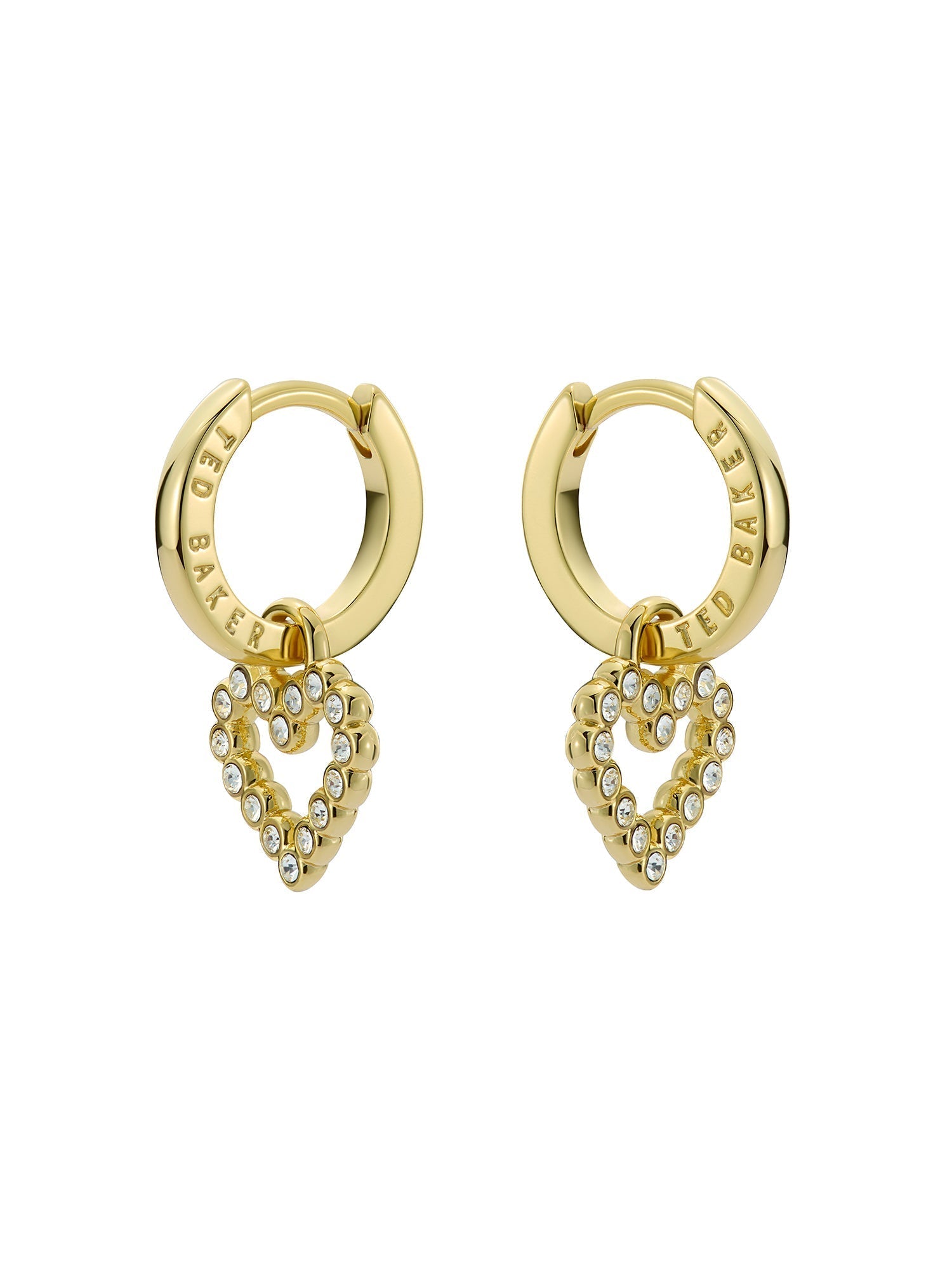 Amora Crystal Halo Heart Huggie Earring Gold