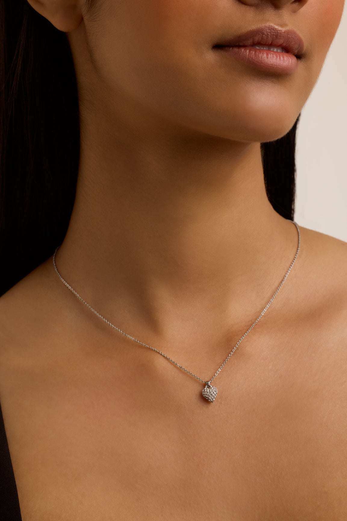 Adorina Crystal Sweetheart Pendant Neck Silver