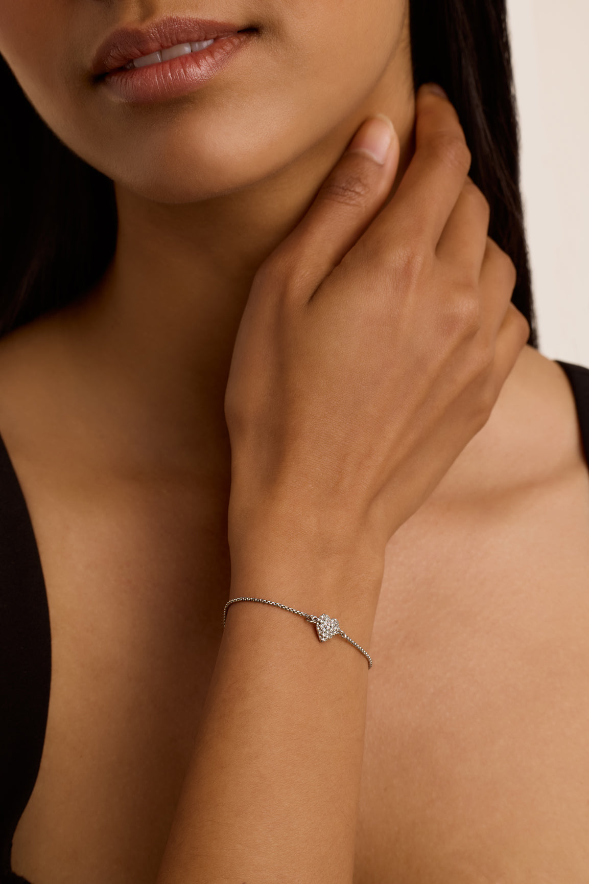 Adoria Crystal Sweetheart Adjustable Bracelet Silver