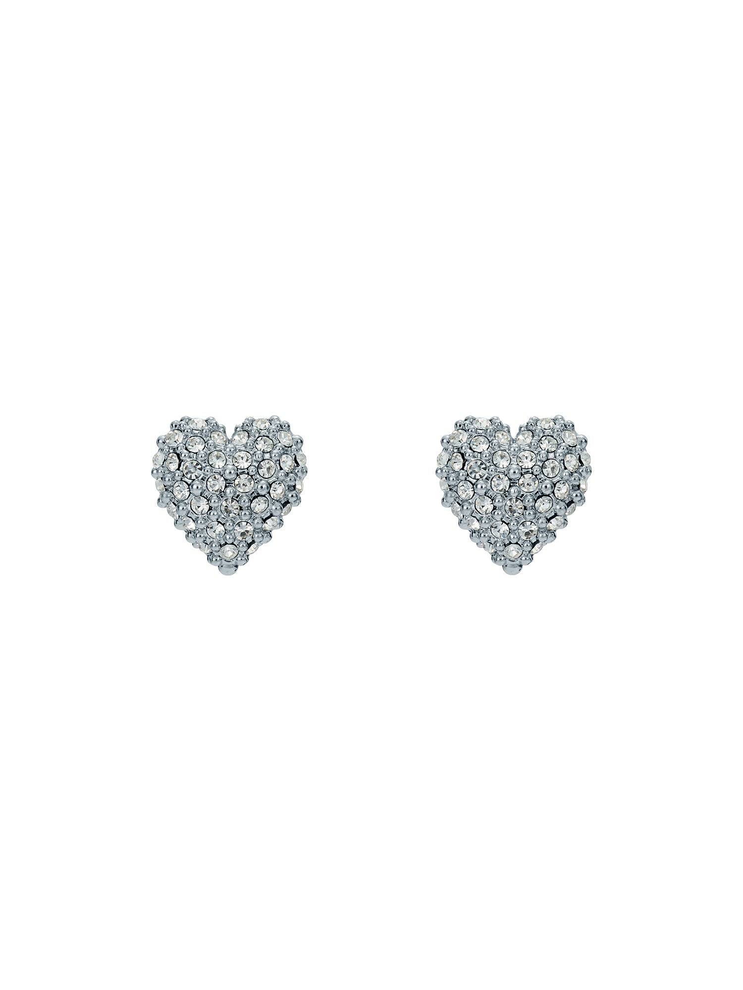 Adoraa Crystal Sweetheart Stud Earrings Silver
